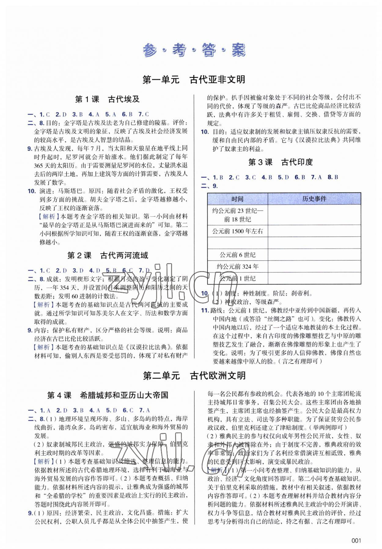 2023年学习质量监测九年级历史上册人教版 第1页