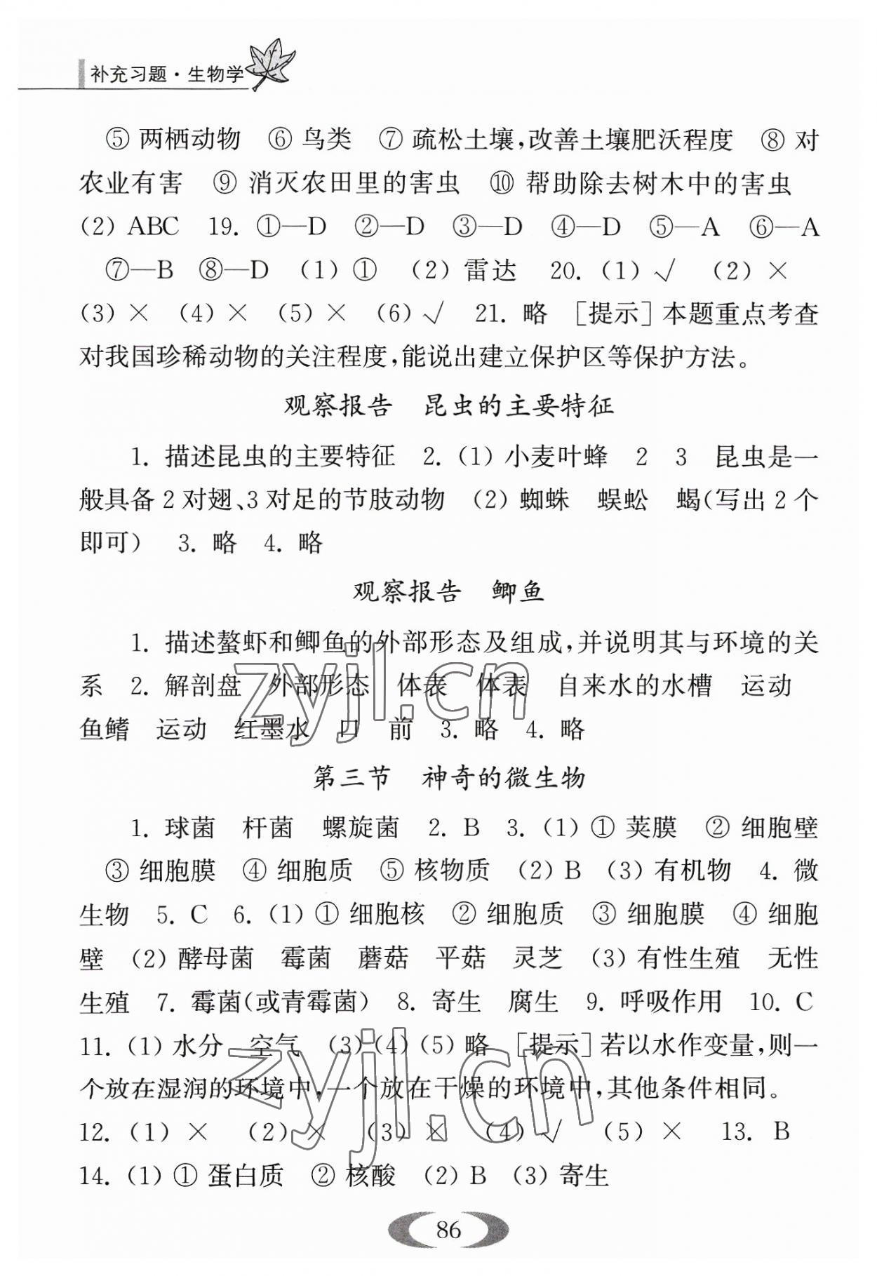 2023年补充习题八年级生物上册苏教版 第2页