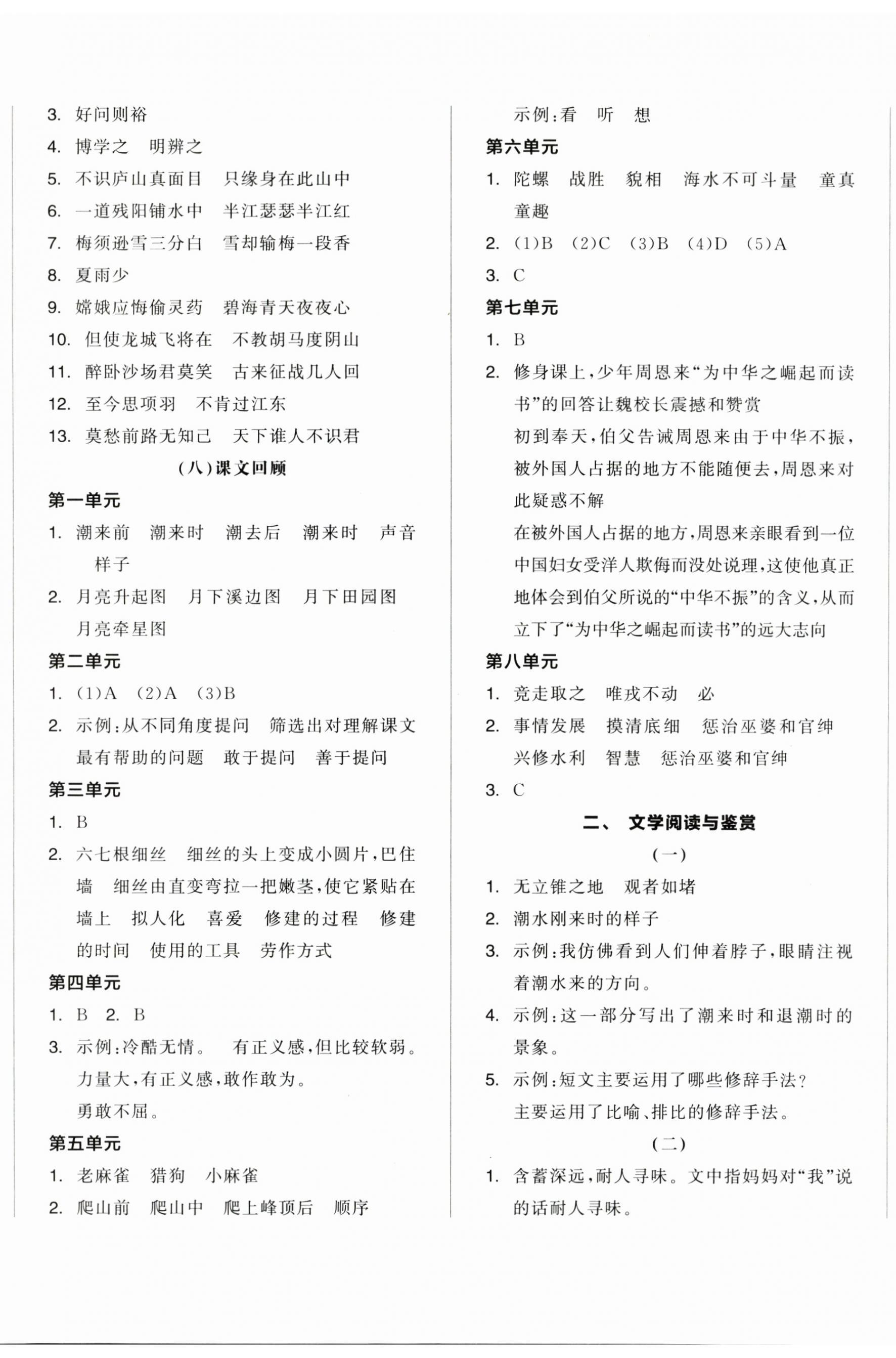 2023年全品小復(fù)習(xí)四年級(jí)語(yǔ)文上冊(cè)人教版江蘇專版 第5頁(yè)