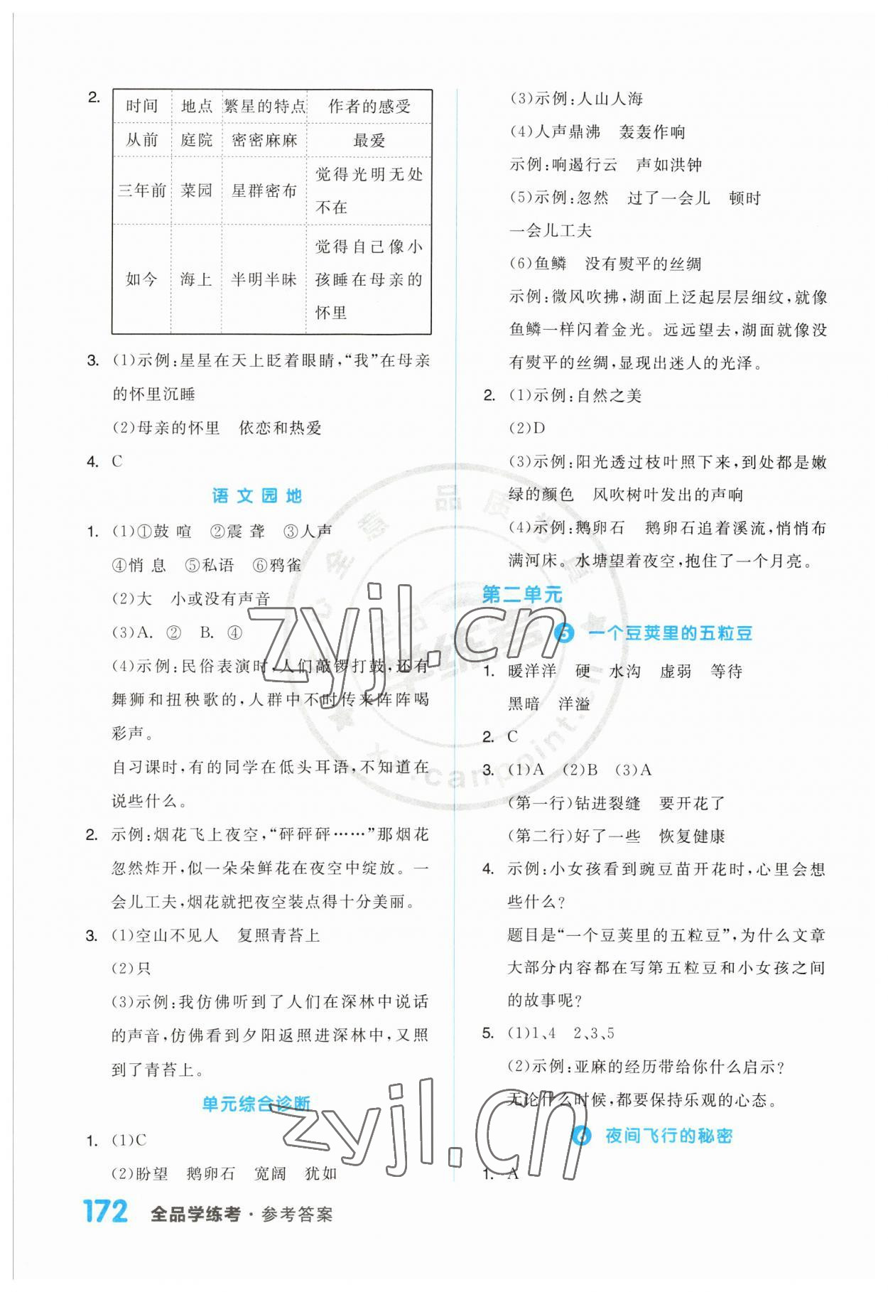 2023年全品学练考四年级语文上册人教版江苏专版 第2页