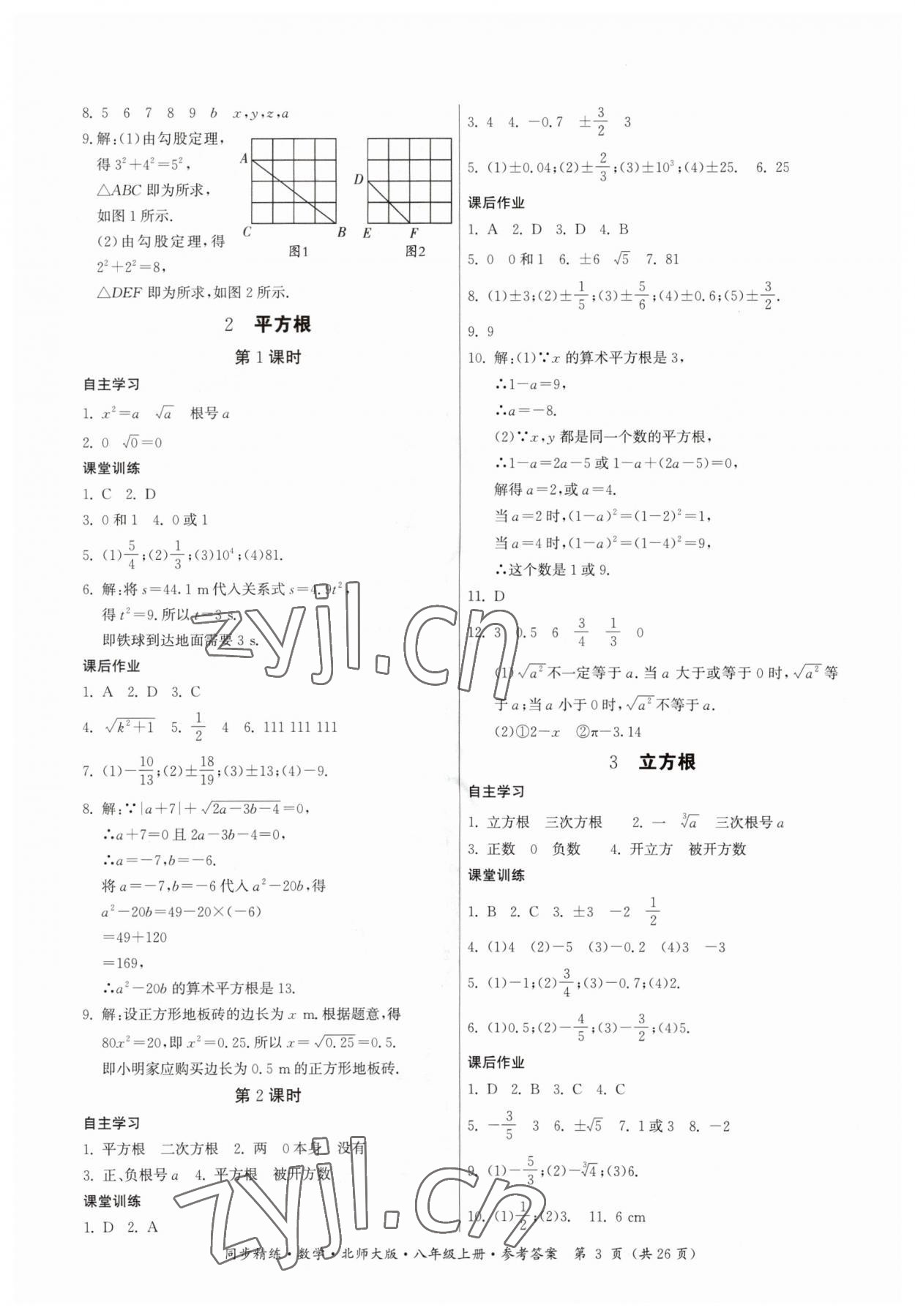 2023年同步精练广东人民出版社八年级数学上册北师大版 第3页