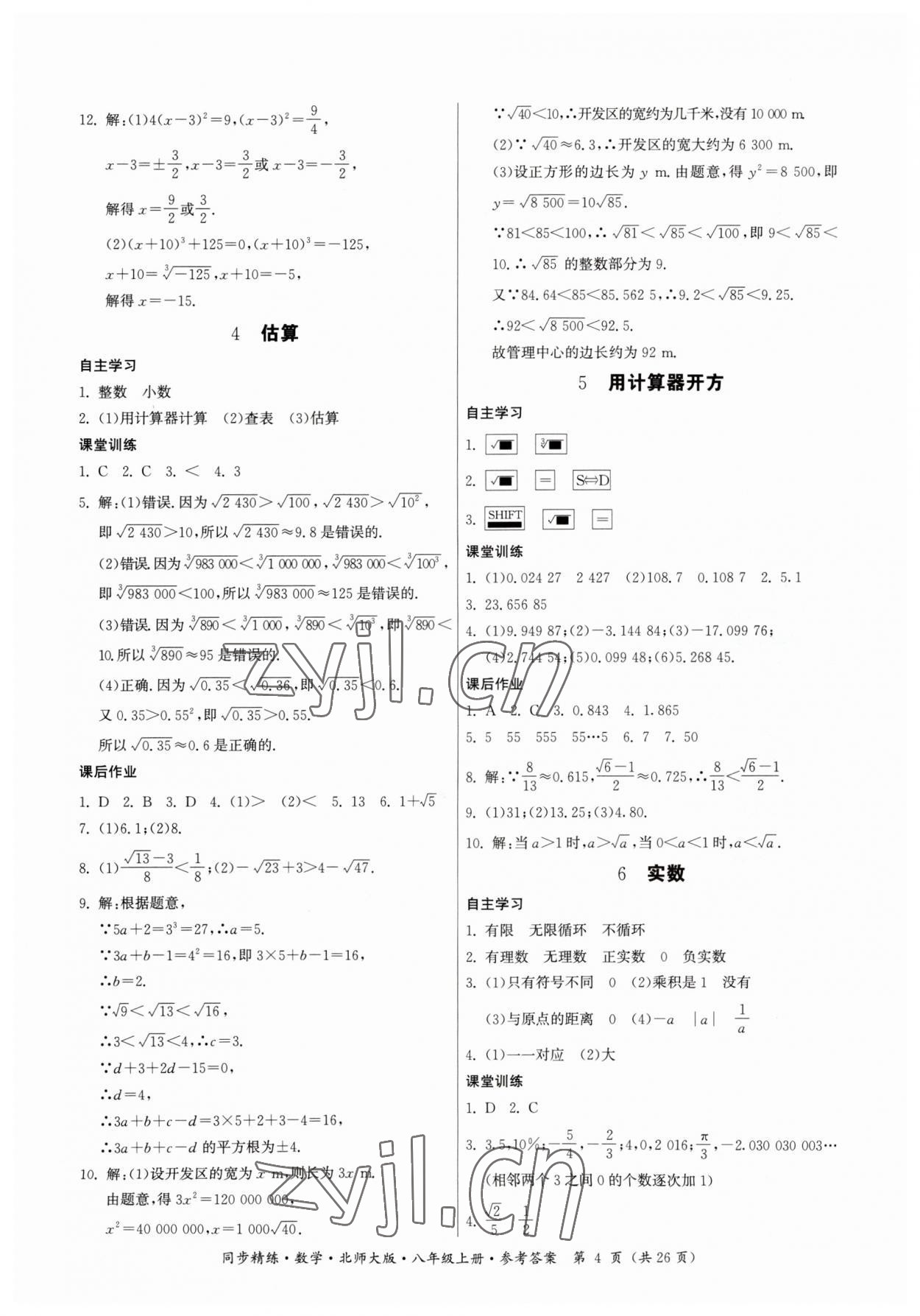 2023年同步精练广东人民出版社八年级数学上册北师大版 第4页