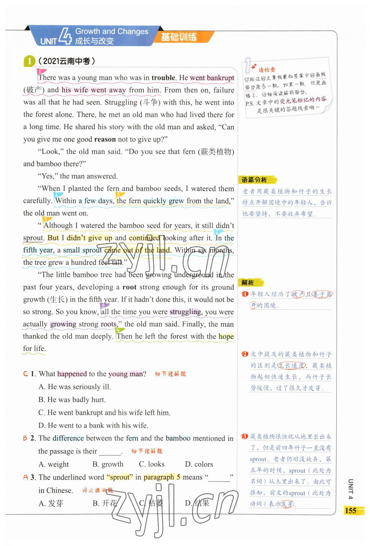 2023年53English完形填空与阅读理解九年级语文 第19页