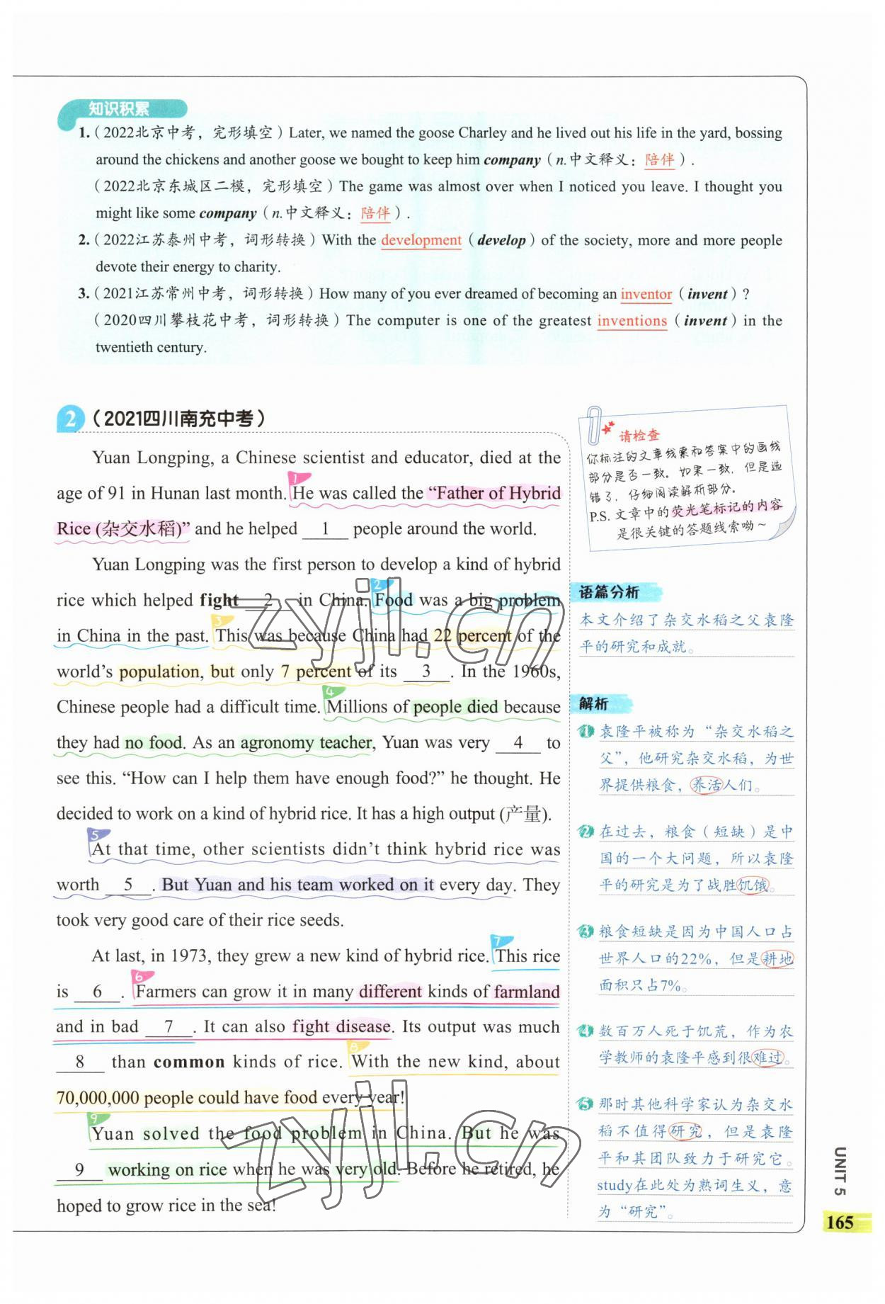 2023年53English完形填空与阅读理解九年级语文 第29页