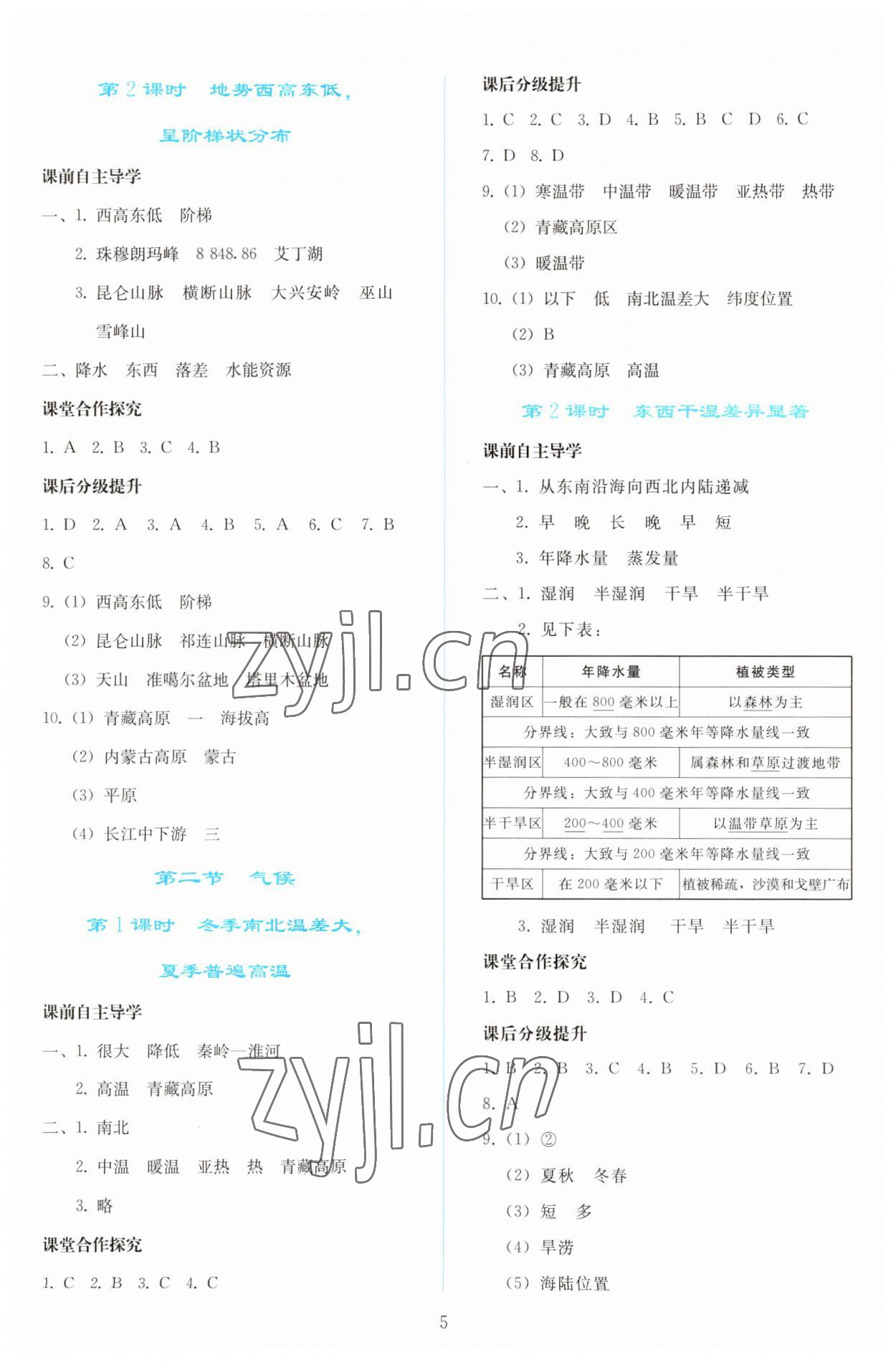 2023年同步轻松练习八年级地理上册人教版 参考答案第4页