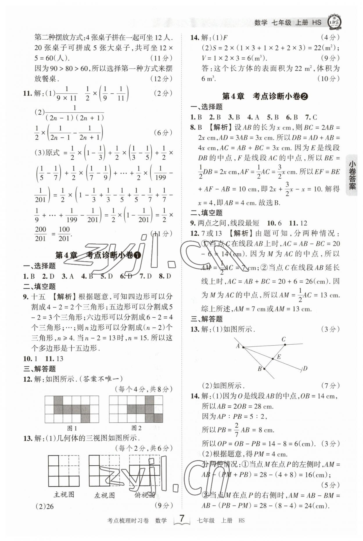 2023年王朝霞考点梳理时习卷七年级数学上册华师大版 第7页