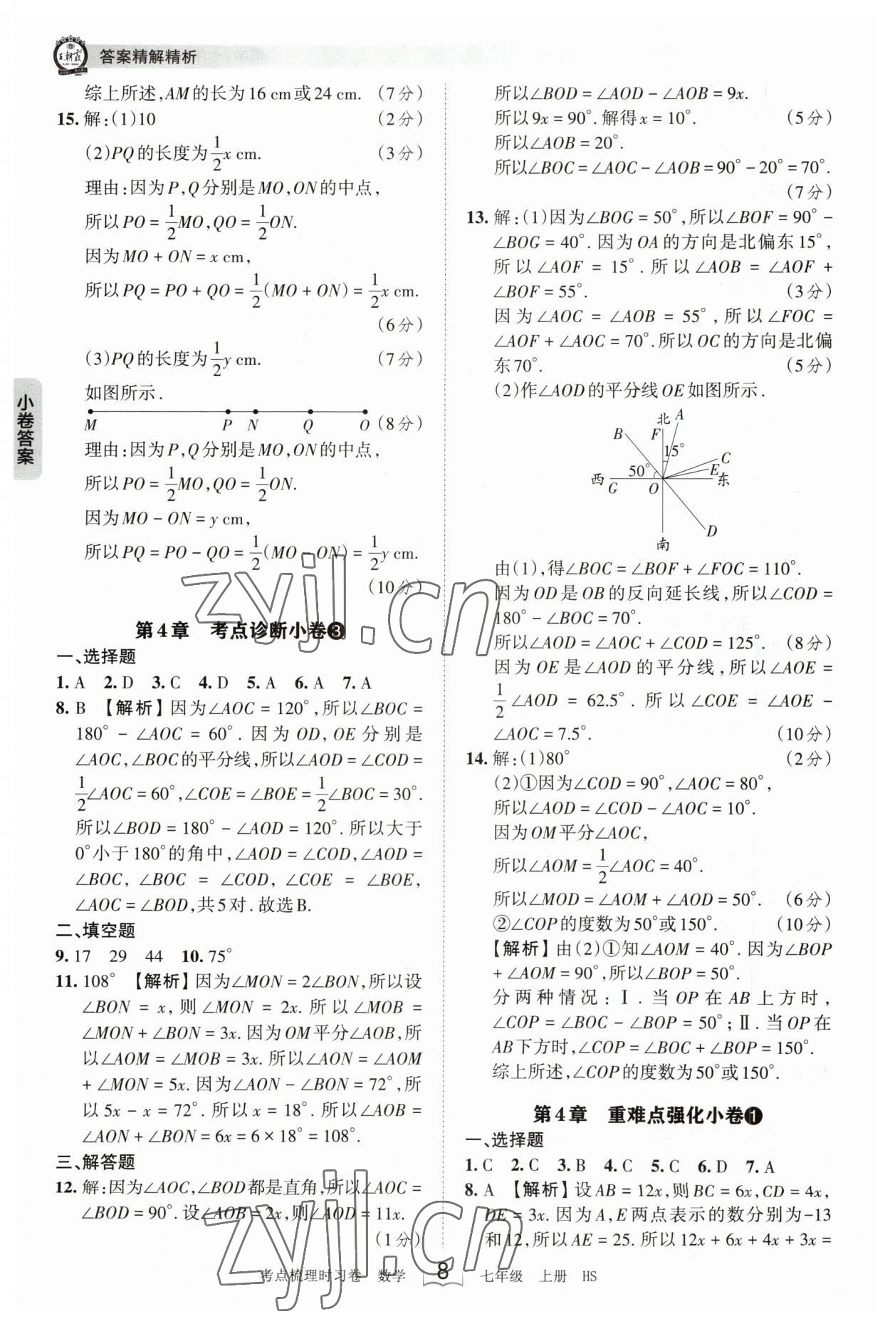 2023年王朝霞考点梳理时习卷七年级数学上册华师大版 第8页