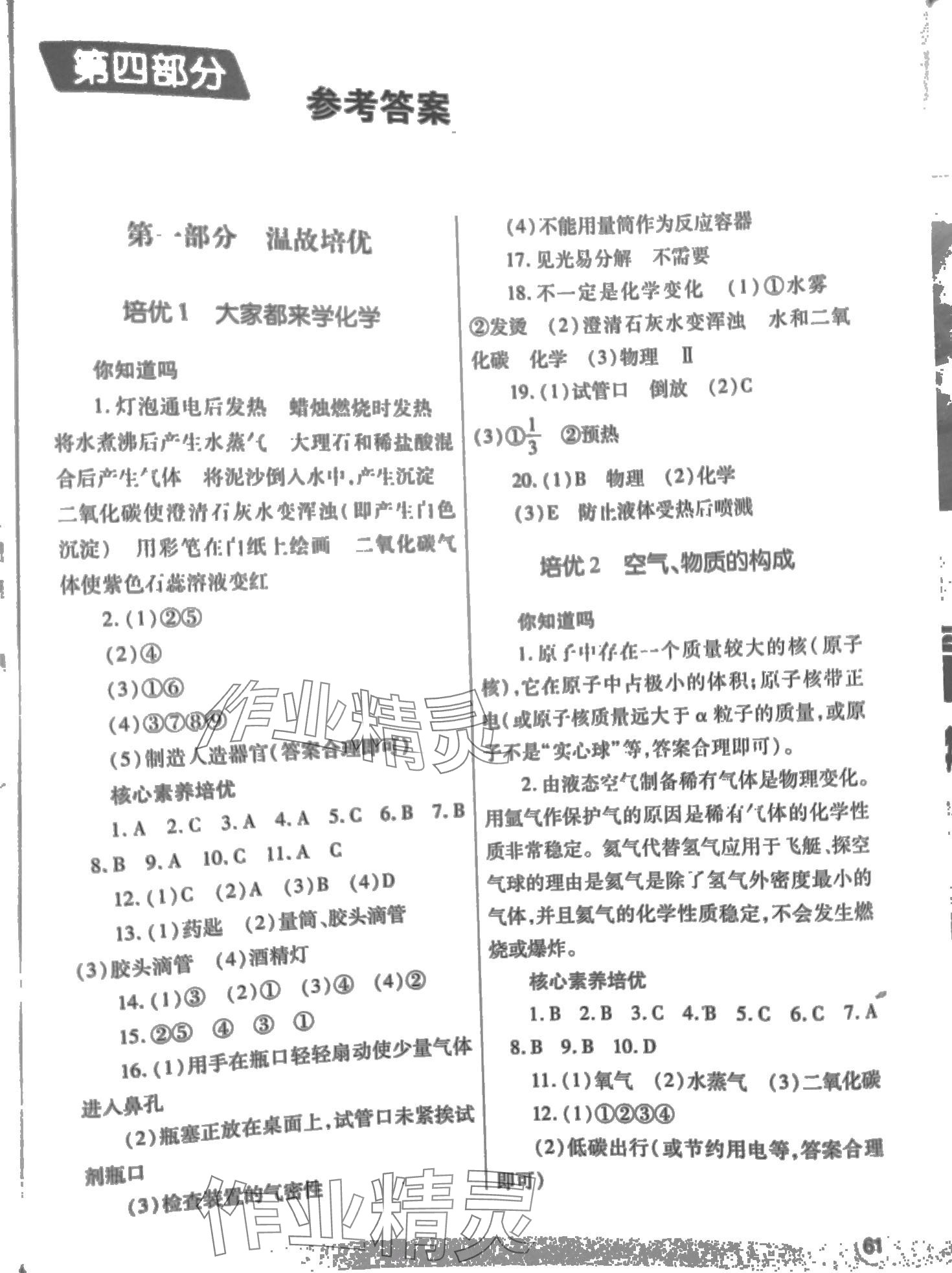 2024年寒假作業(yè)與生活陜西師范大學出版總社九年級化學科粵版 第1頁