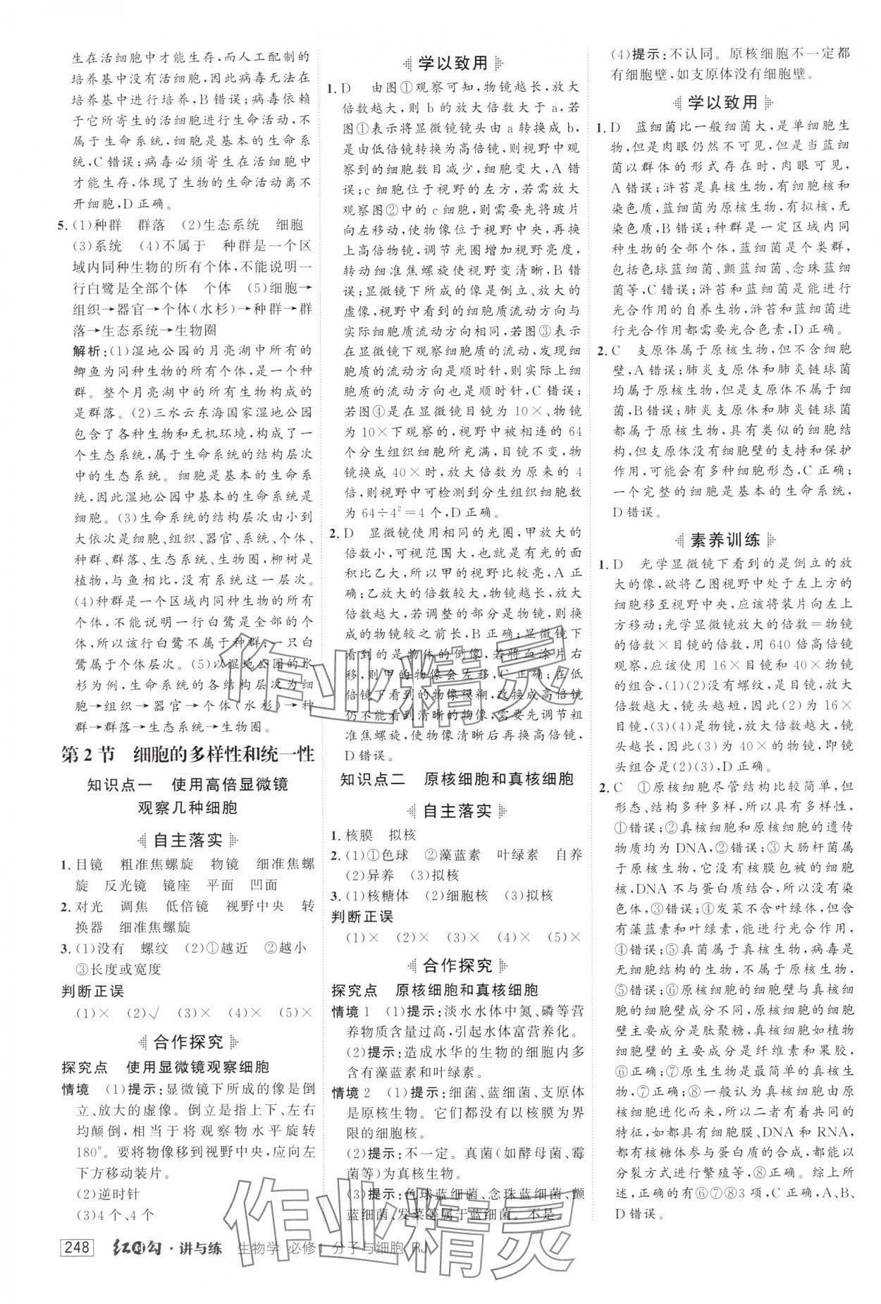 2024年红对勾讲与练高中生物必修1人教版 第2页