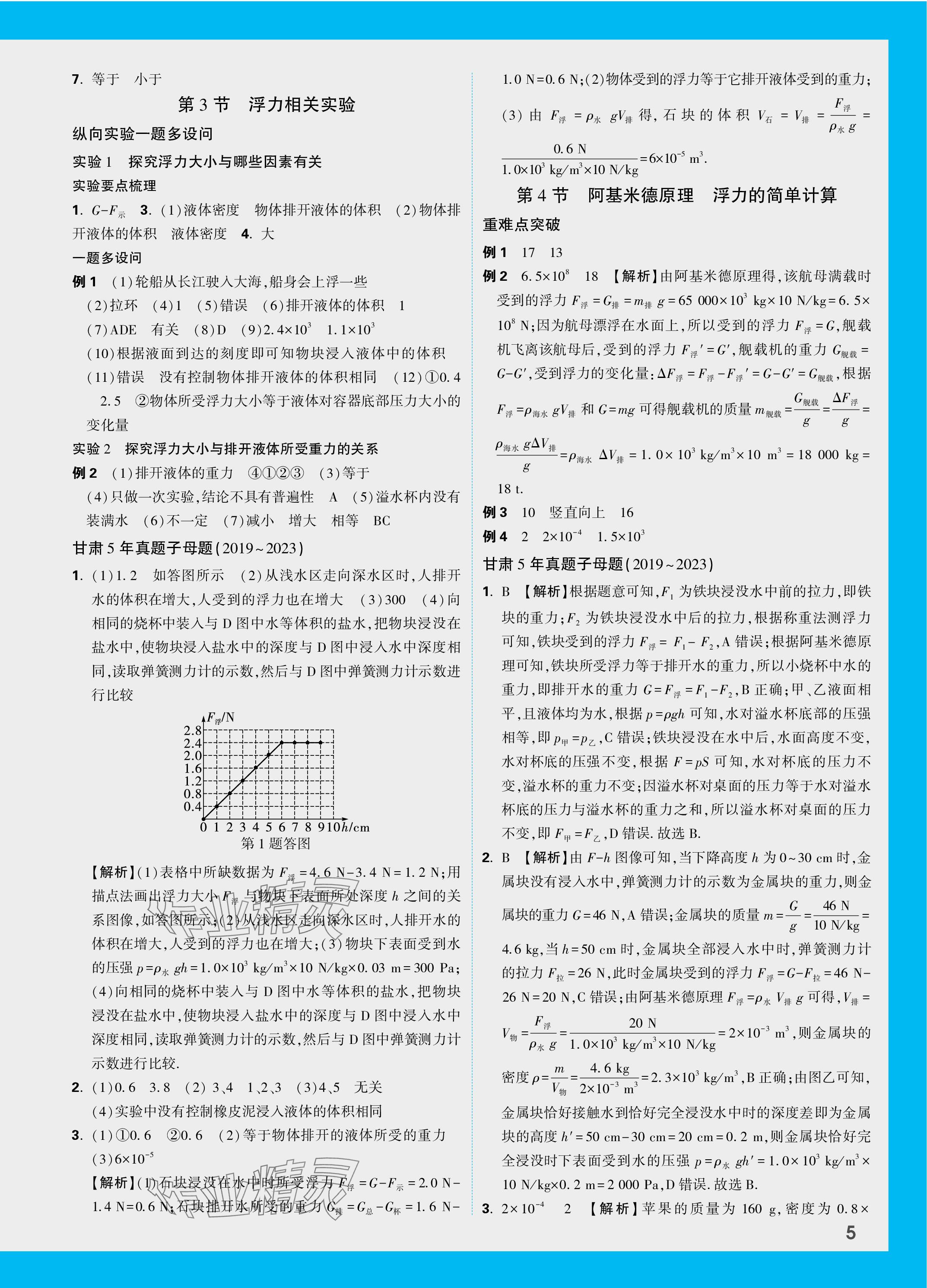 2024年万唯中考试题研究物理北师大版甘肃专版 参考答案第9页