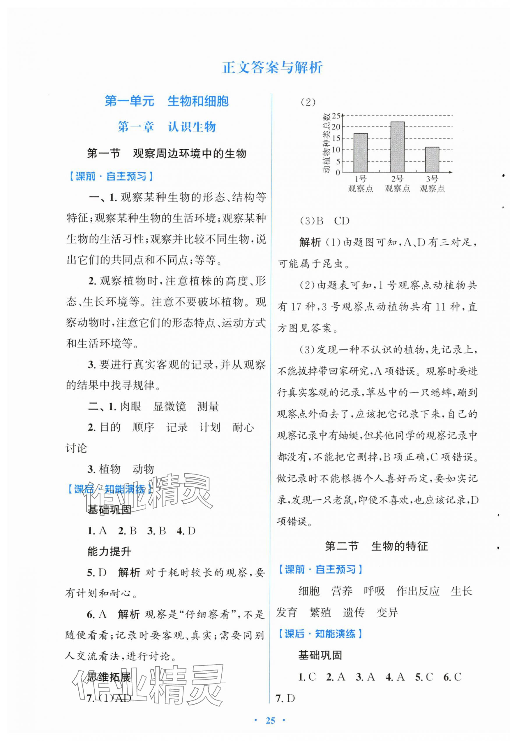 2024年同步測(cè)控優(yōu)化設(shè)計(jì)七年級(jí)生物上冊(cè)人教版福建專版 第1頁(yè)