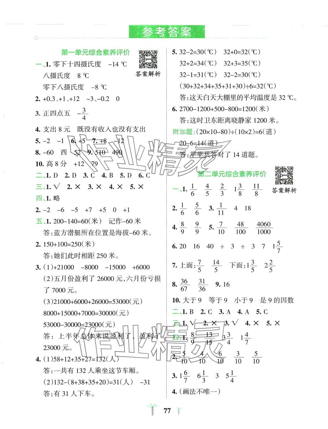 2024年小学学霸冲A卷五年级数学下册青岛版山东专版 第1页