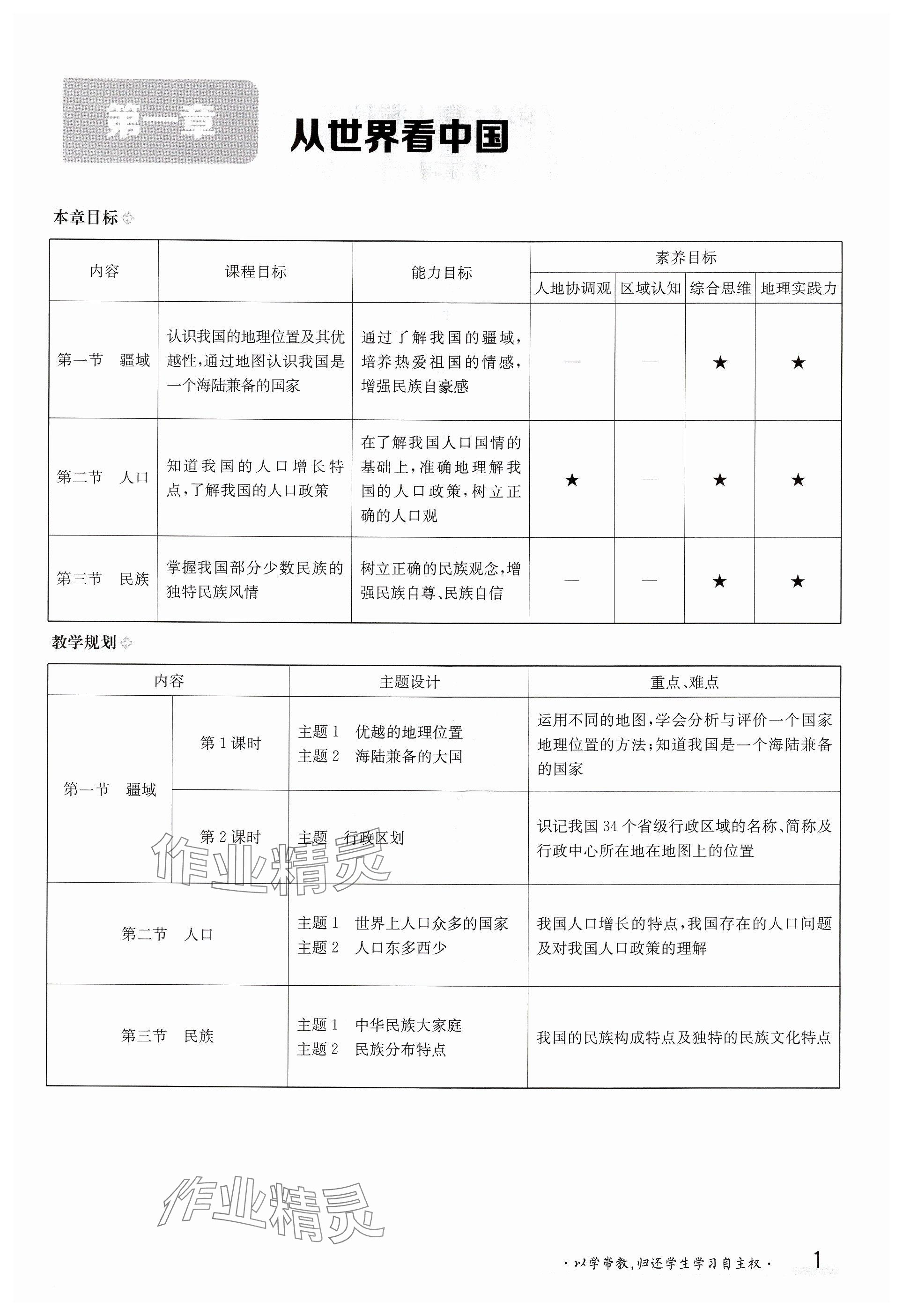 2024年金太陽導學案八年級地理上冊人教版 參考答案第1頁