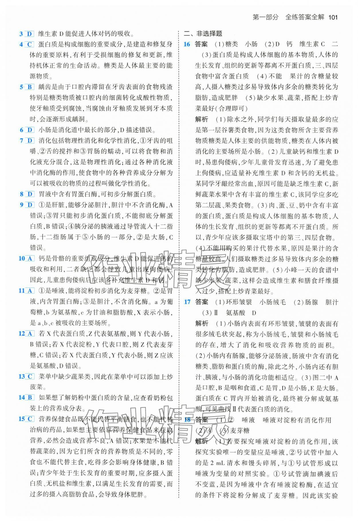 2024年5年中考3年模擬七年級生物下冊蘇教版 第7頁