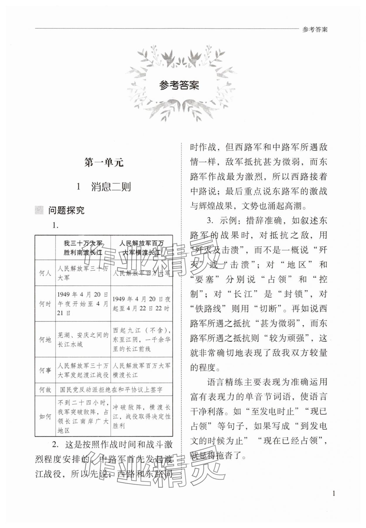 2024年新課程問題解決導(dǎo)學(xué)方案八年級(jí)語(yǔ)文上冊(cè)人教版 參考答案第1頁(yè)