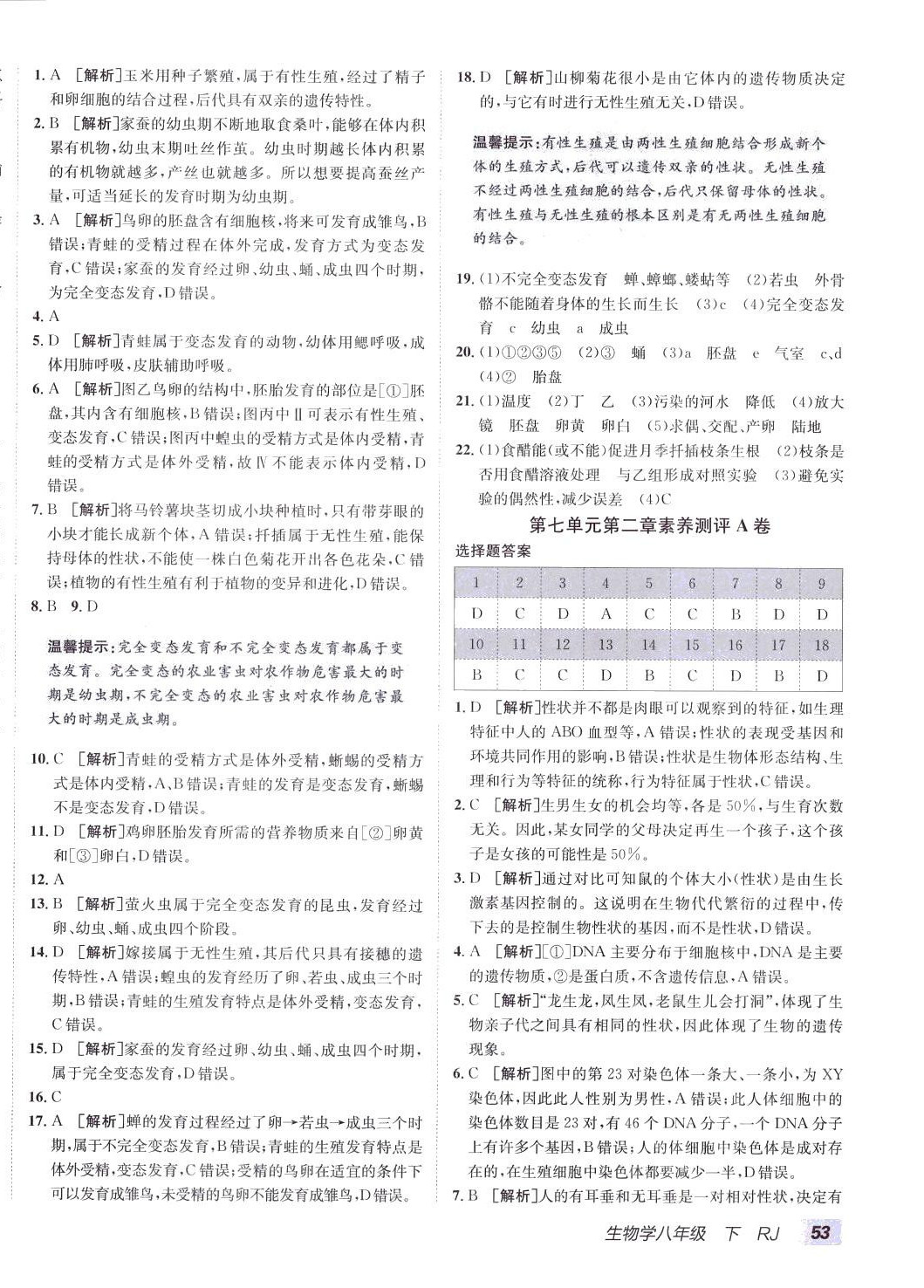 2024年海淀单元测试AB卷八年级生物下册人教版 第2页