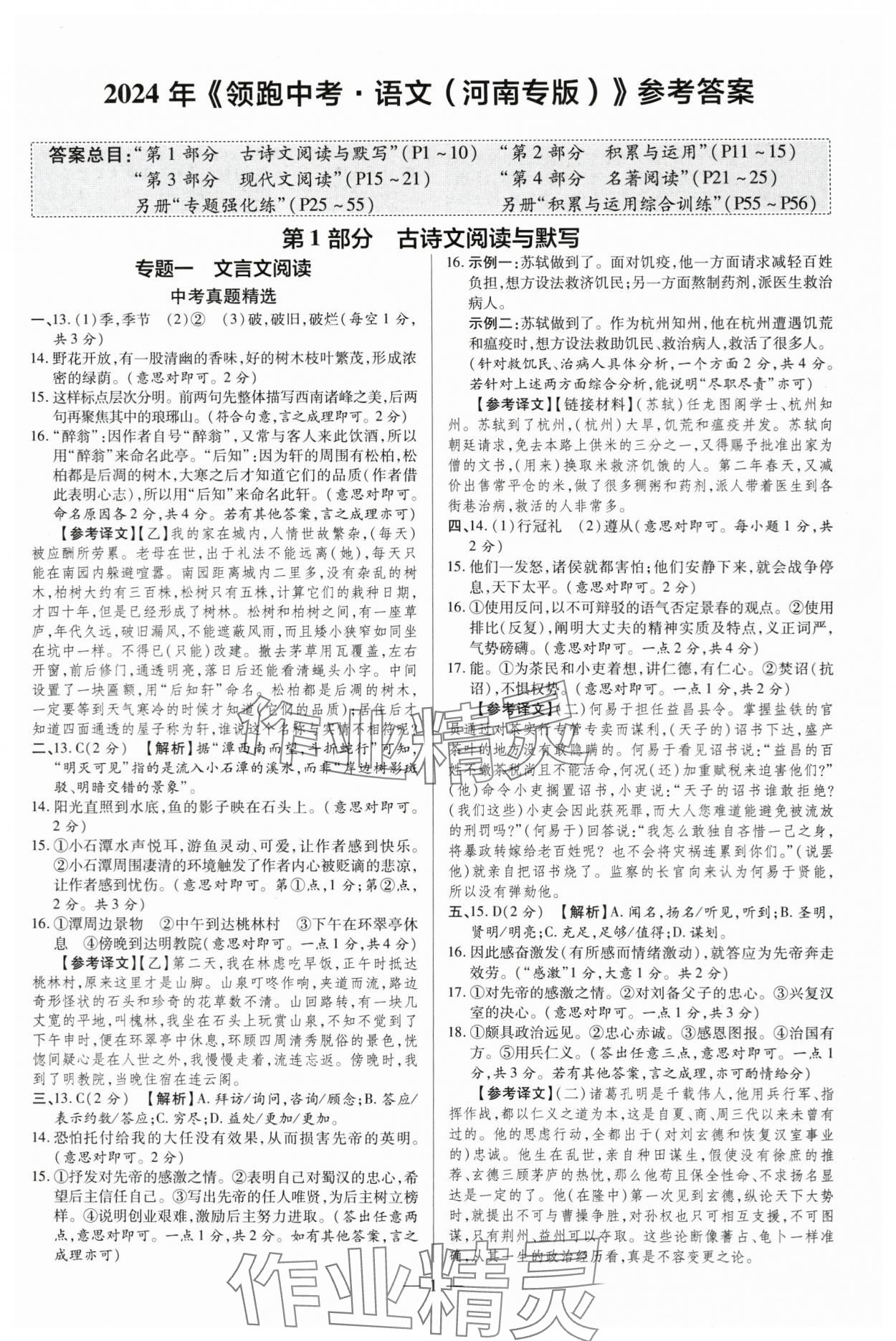 2024年领跑中考语文河南专版 第1页
