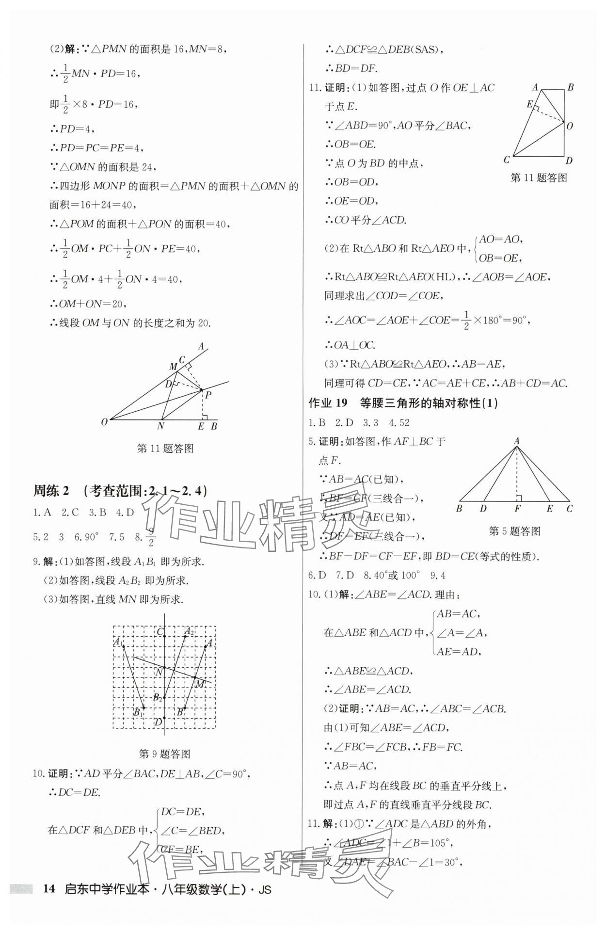 2024年启东中学作业本八年级数学上册江苏版 第14页