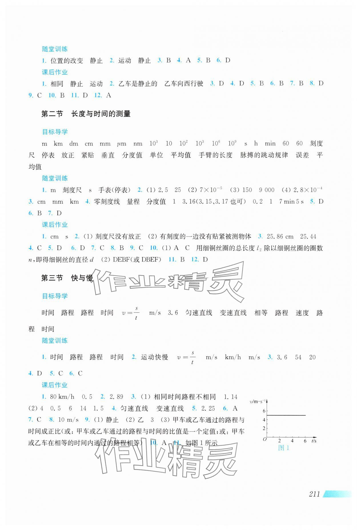 2023年新課程初中物理同步訓(xùn)練八年級(jí)全一冊(cè)滬科版云南專版 參考答案第2頁