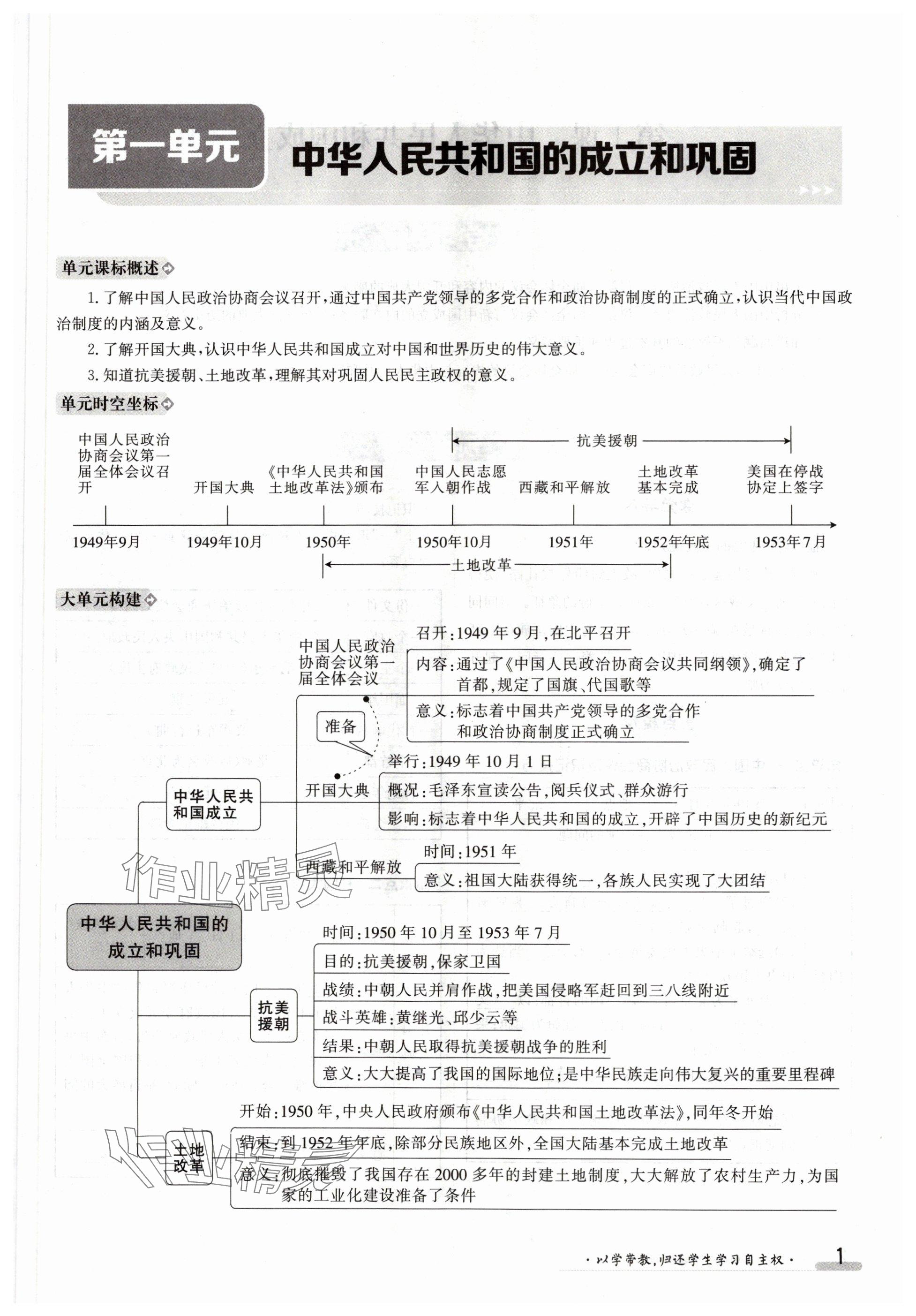 2024年金太陽(yáng)導(dǎo)學(xué)案八年級(jí)歷史下冊(cè)人教版 參考答案第1頁(yè)