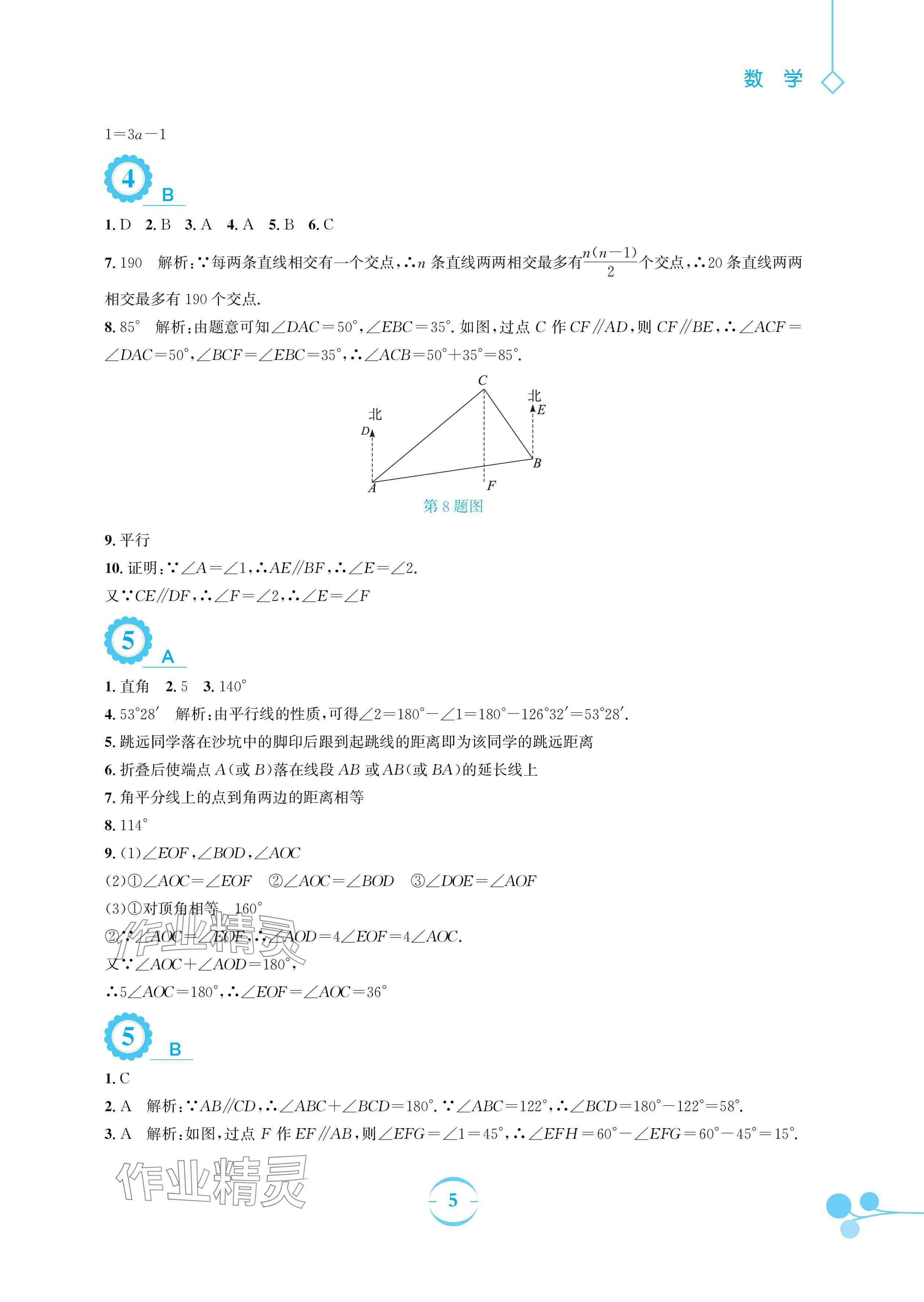 2024年暑假作業(yè)安徽教育出版社七年級數(shù)學(xué)北師大版 參考答案第5頁