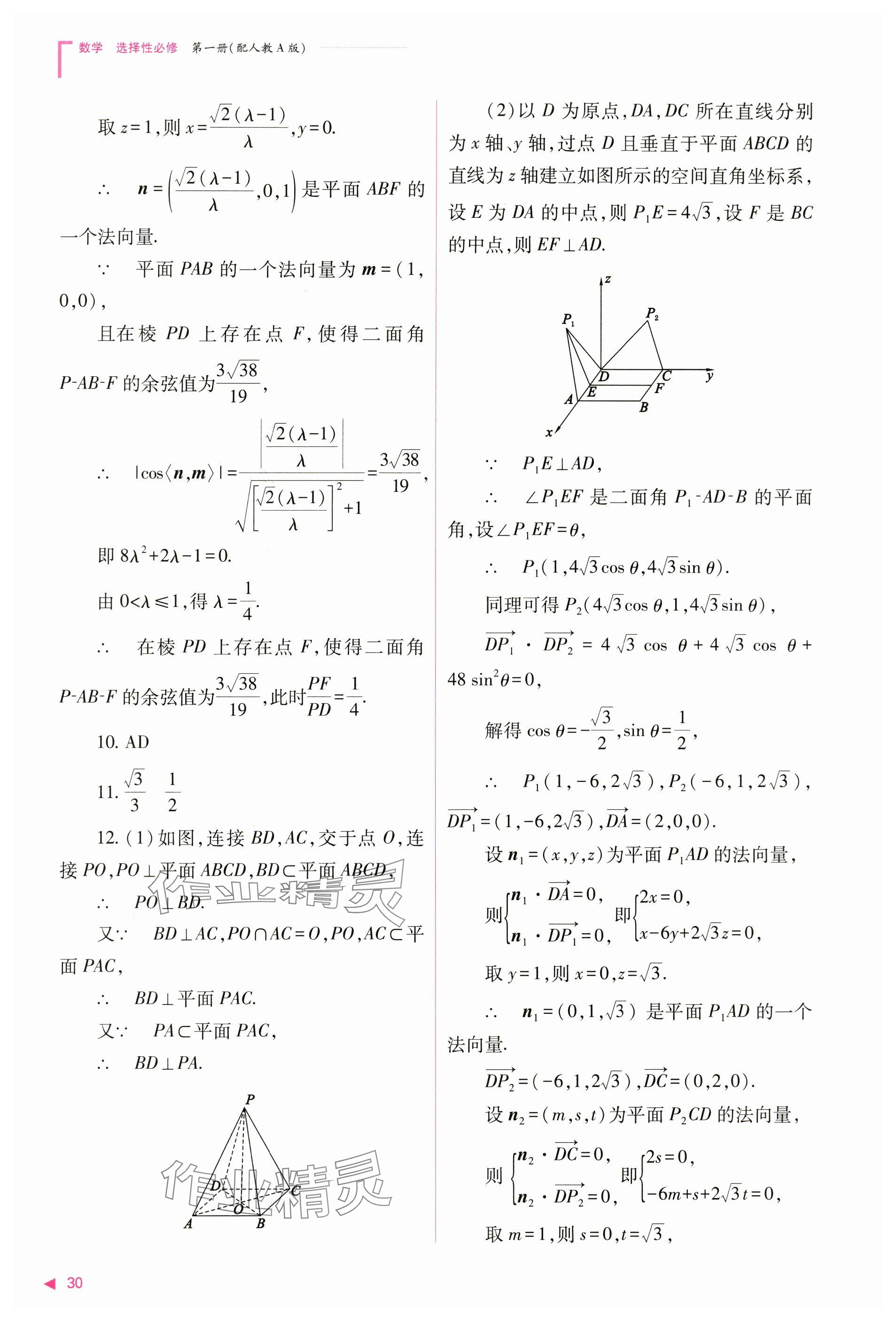 2024年普通高中新課程同步練習(xí)冊(cè)高中數(shù)學(xué)選擇性必修第一冊(cè)人教版 參考答案第30頁(yè)