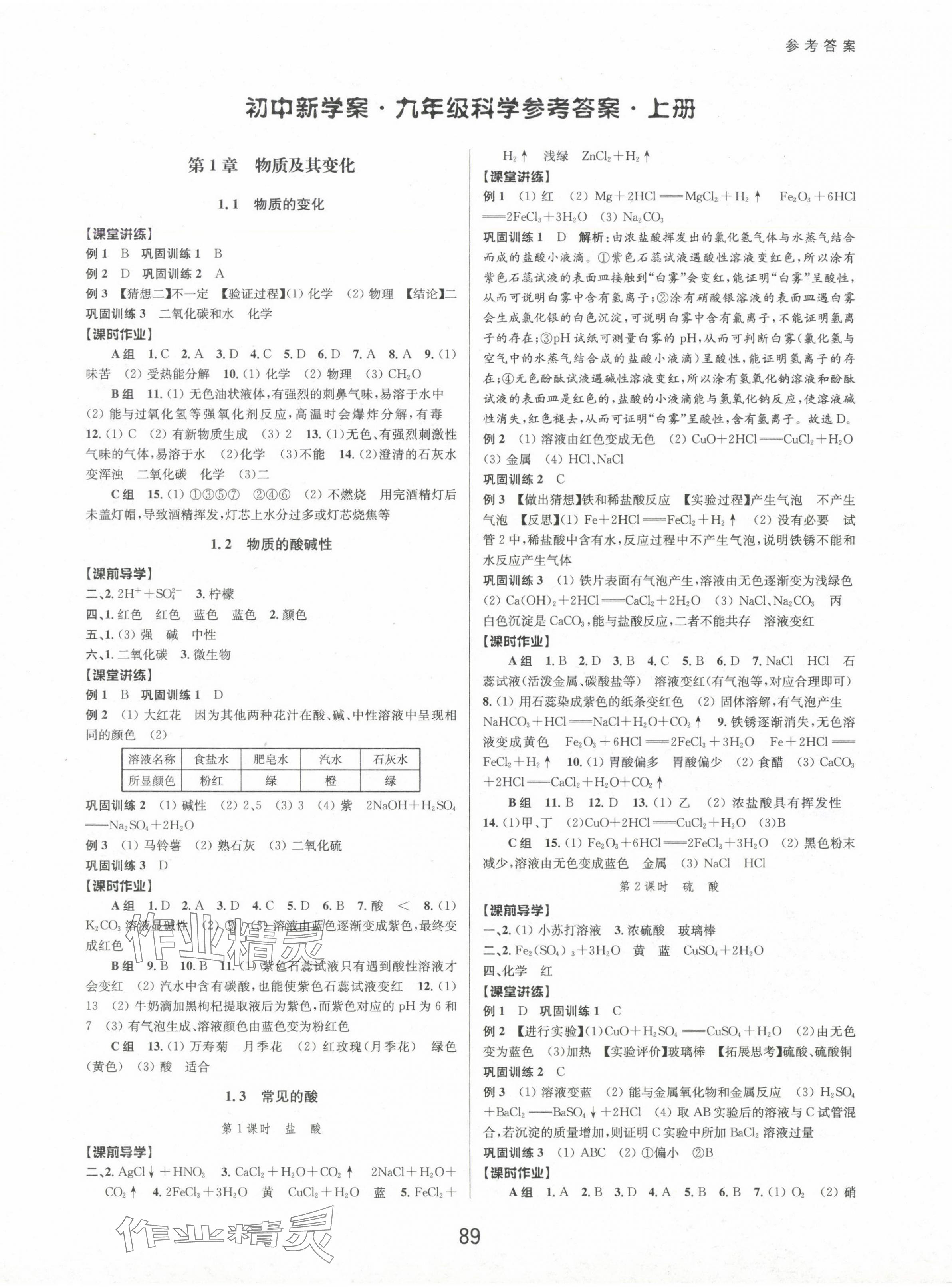 2024年初中新學(xué)案優(yōu)化與提高九年級科學(xué)全一冊浙教版 第1頁