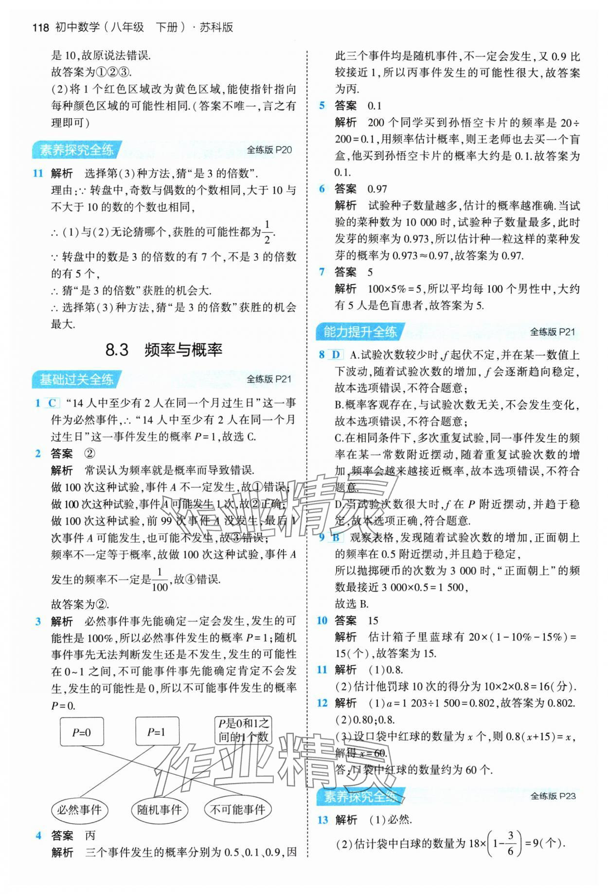 2024年5年中考3年模擬八年級數學下冊蘇科版 參考答案第8頁