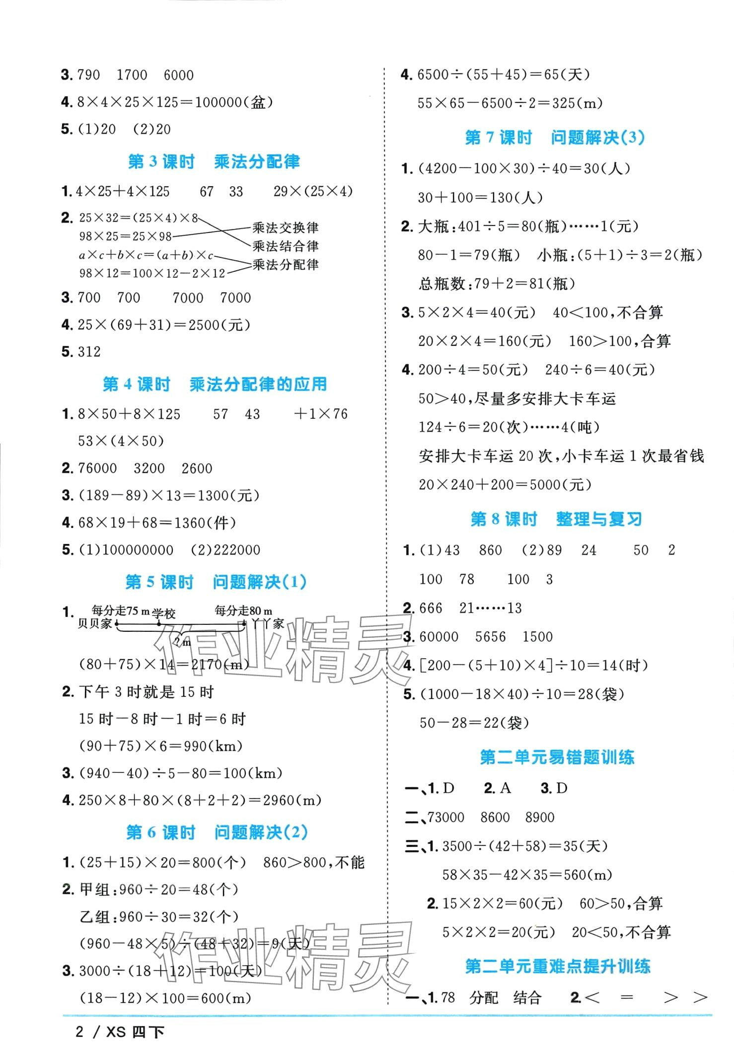 2024年陽(yáng)光同學(xué)課時(shí)優(yōu)化作業(yè)四年級(jí)數(shù)學(xué)下冊(cè)西師大版 第2頁(yè)