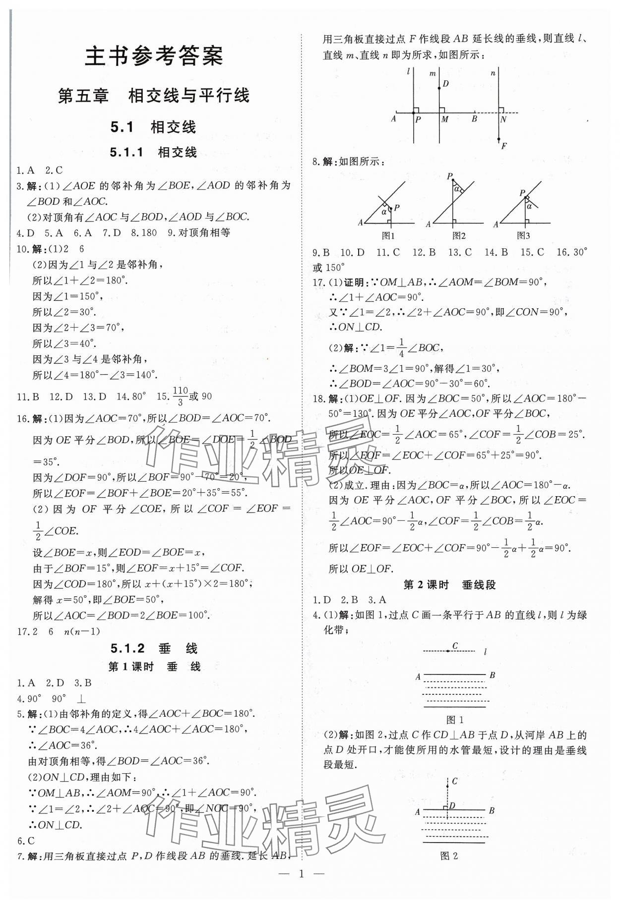 2024年课堂过关循环练七年级数学下册人教版 参考答案第1页