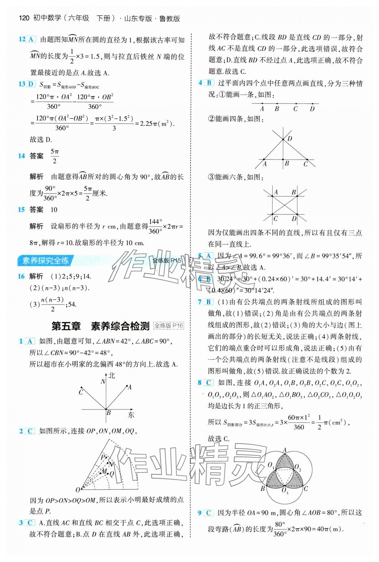 2024年5年中考3年模擬六年級數(shù)學(xué)下冊魯教版山東專版54制 參考答案第10頁