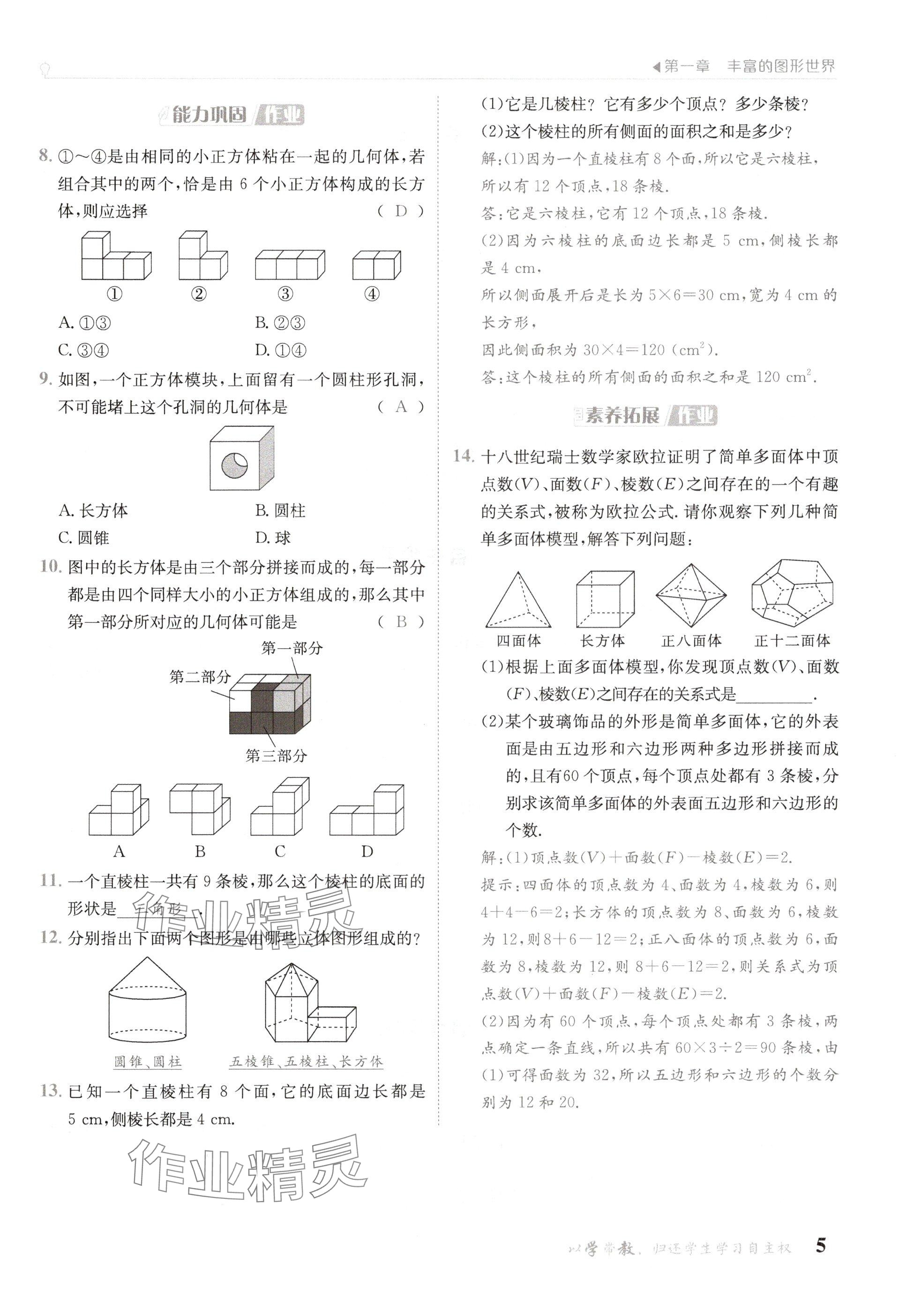 2024年金太陽導(dǎo)學(xué)案七年級數(shù)學(xué)上冊北師大版 參考答案第5頁