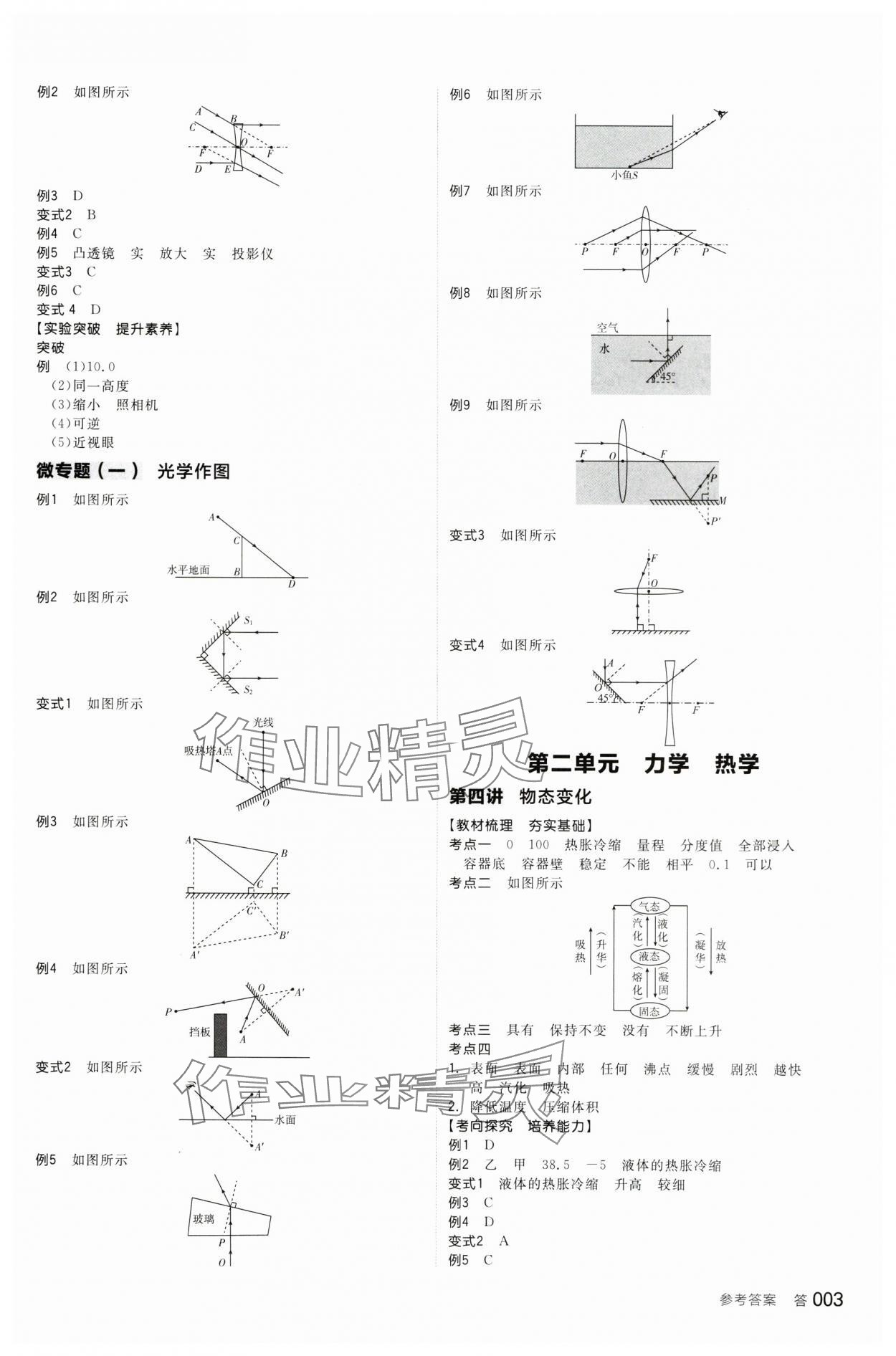 2024年全品中考复习方案物理甘肃专版 参考答案第2页