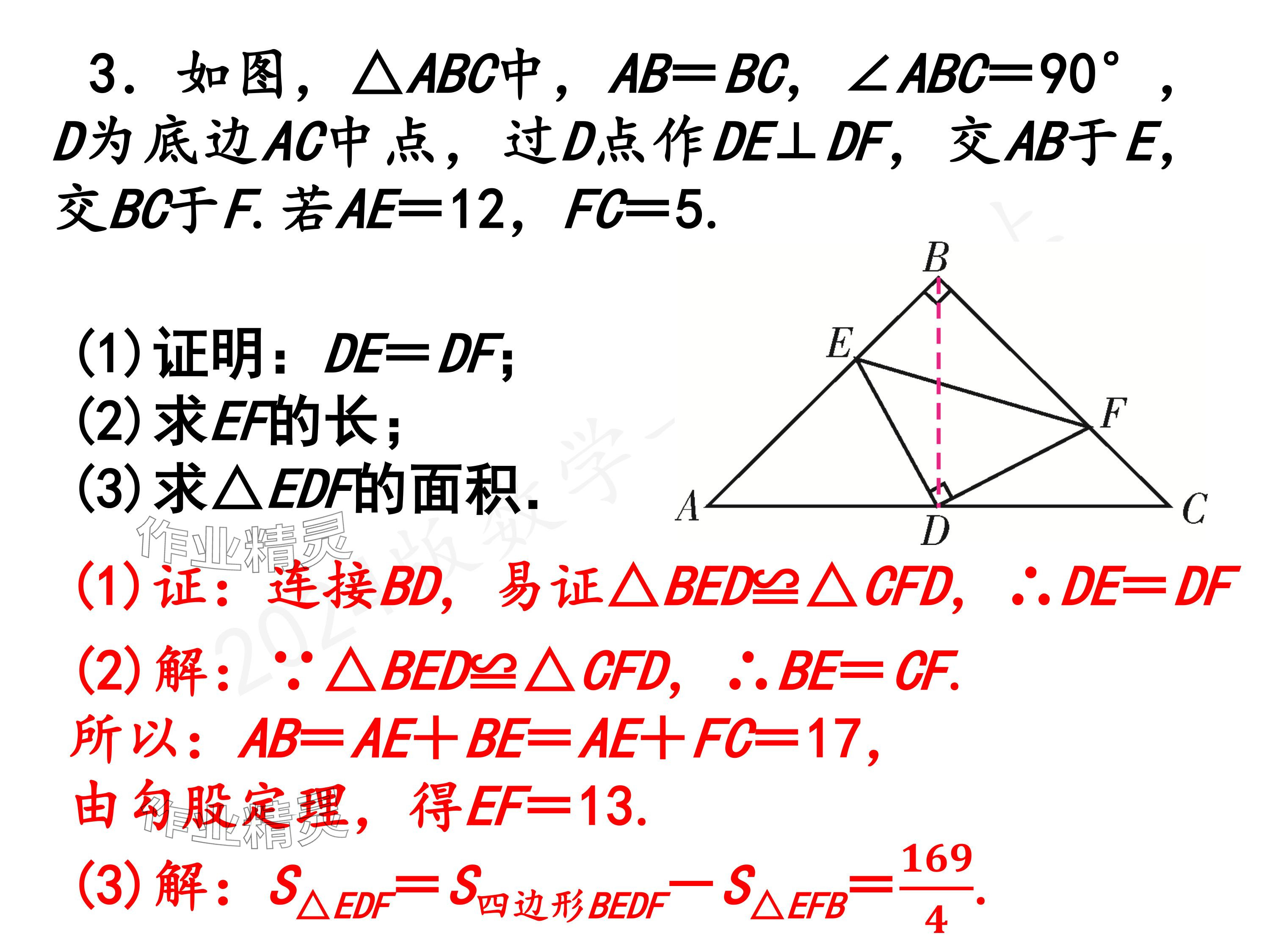 2024年一本通武汉出版社八年级数学上册北师大版精简版 参考答案第46页