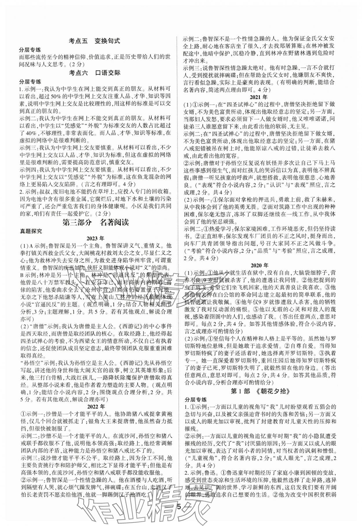 2024年中考通语文中考河南专版 参考答案第4页