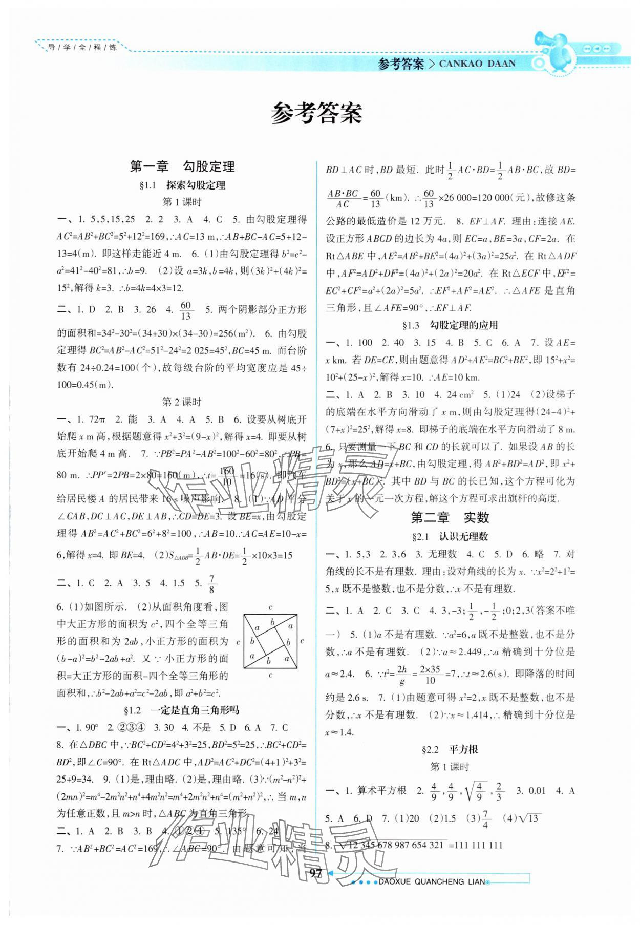 2024年導學全程練創(chuàng)優(yōu)訓練八年級數學上冊北師大版 第1頁