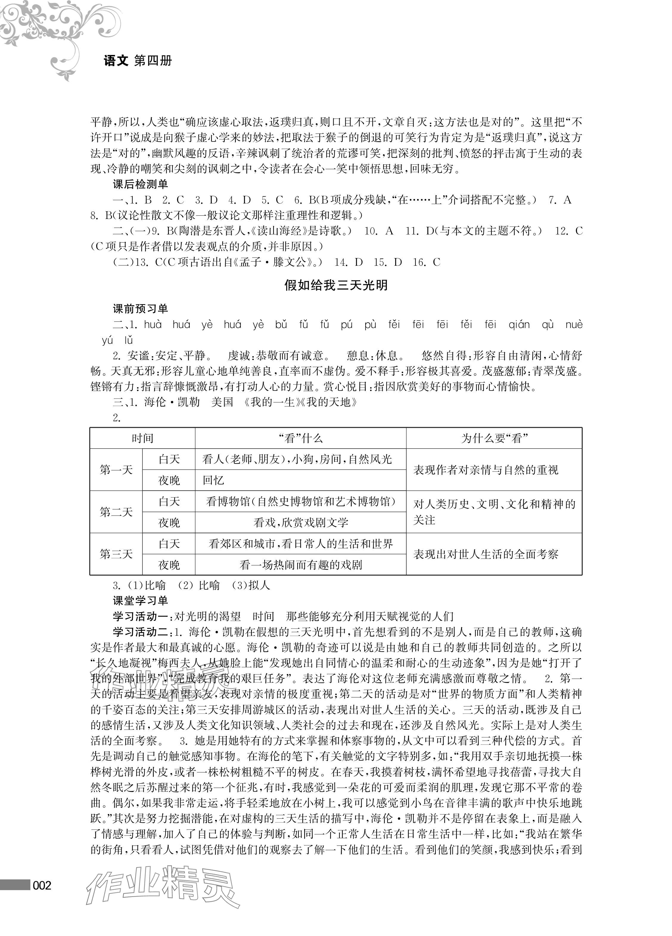 2024年对口单招一点通中职语文第四册 参考答案第2页