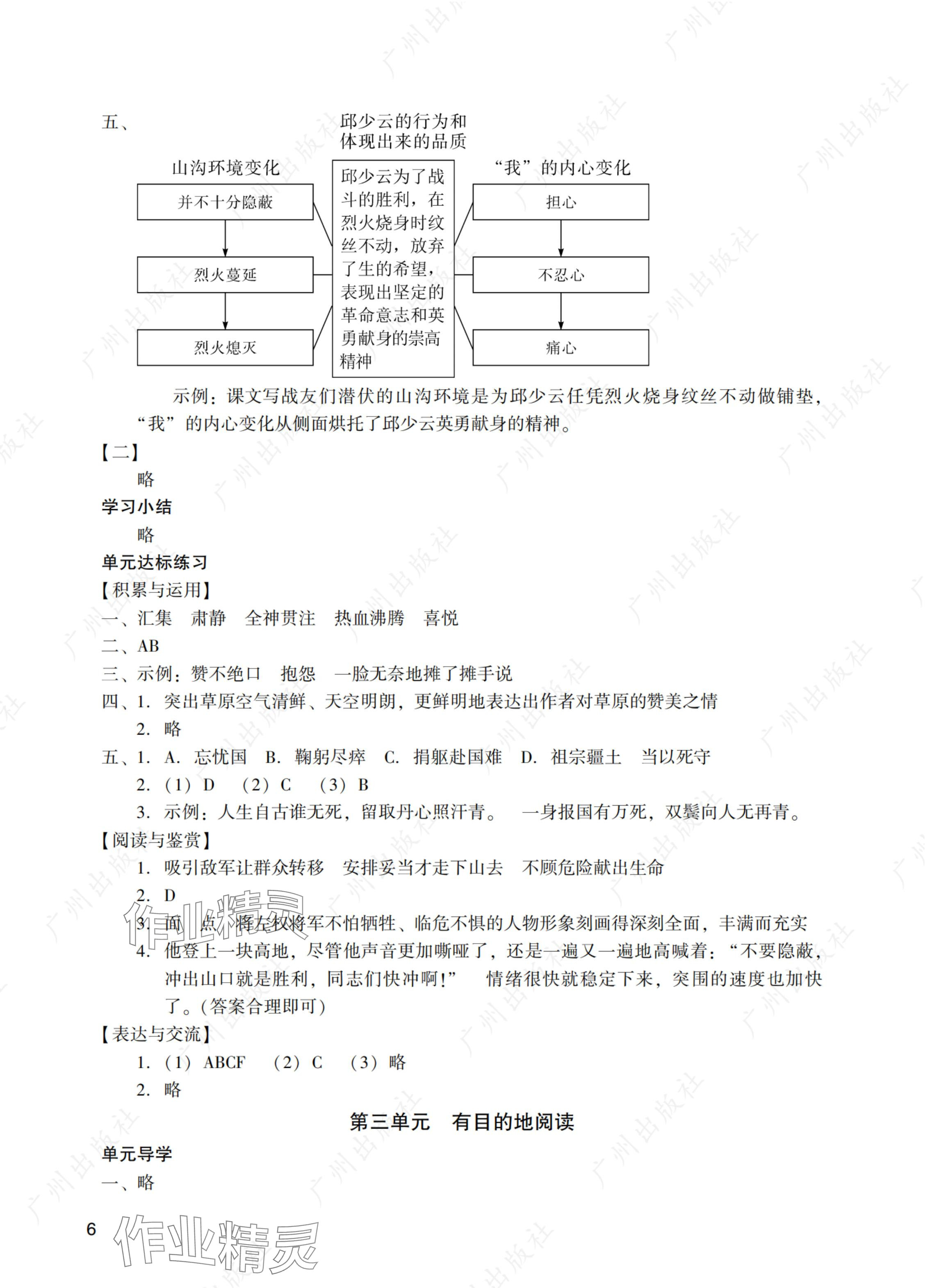 2024年阳光学业评价六年级语文上册人教版 参考答案第6页