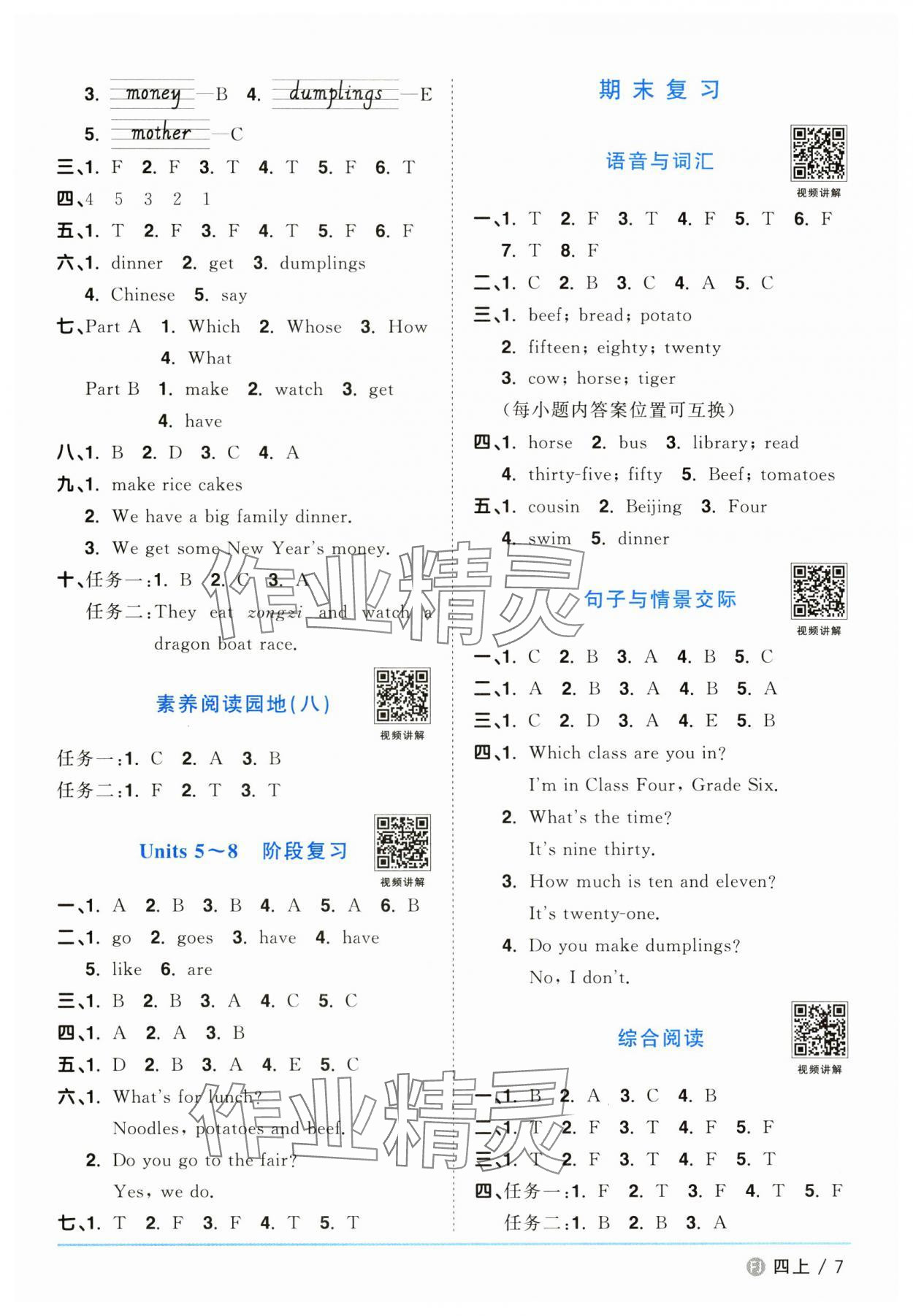 2024年陽光同學課時優(yōu)化作業(yè)四年級英語上冊福建教育版 第7頁