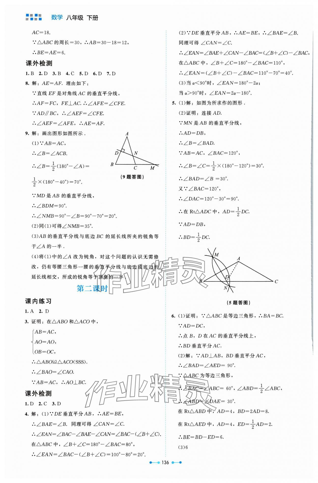 2024年伴你学北京师范大学出版社八年级数学下册北师大版 参考答案第5页