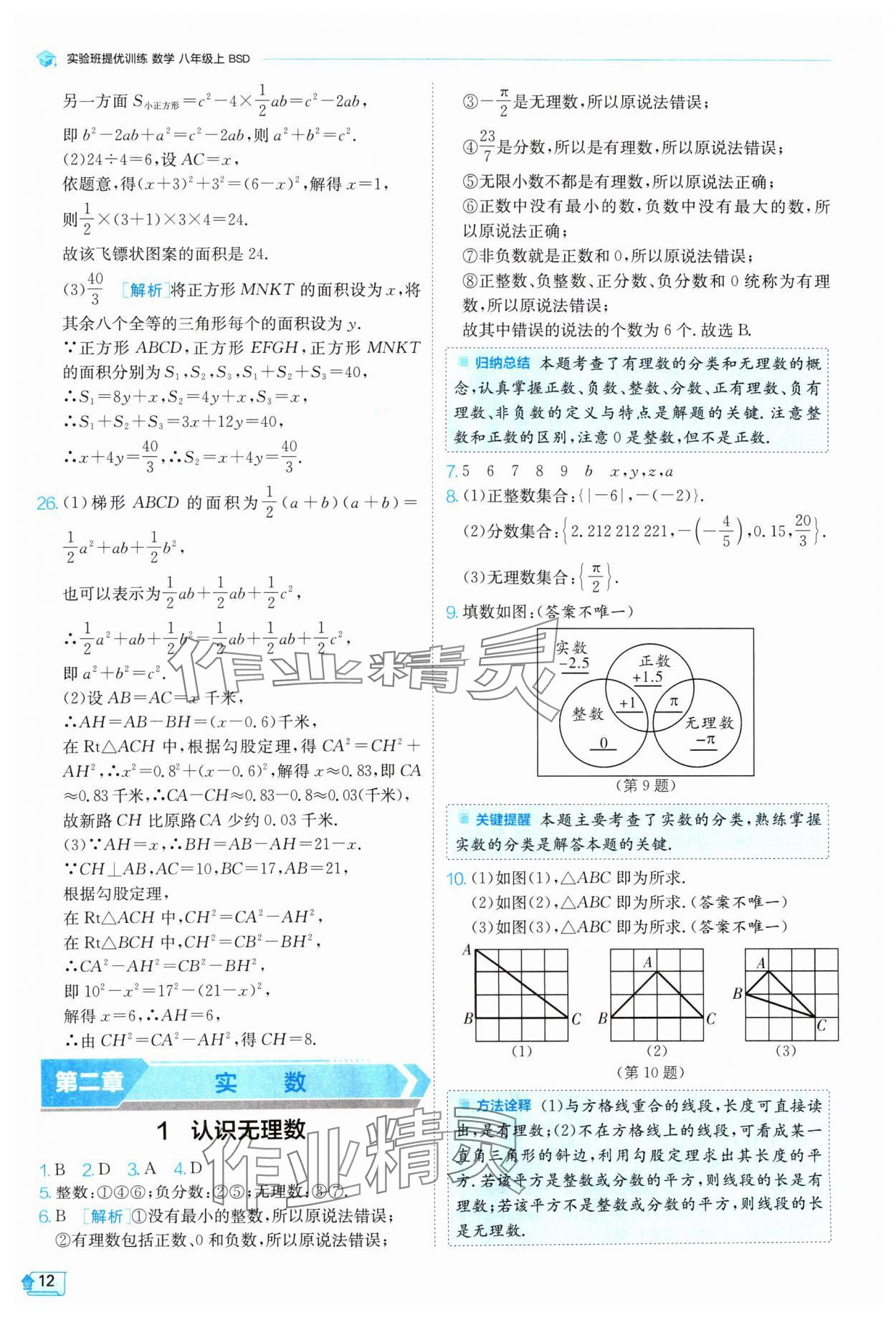 2024年實驗班提優(yōu)訓練八年級數(shù)學上冊北師大版 參考答案第12頁