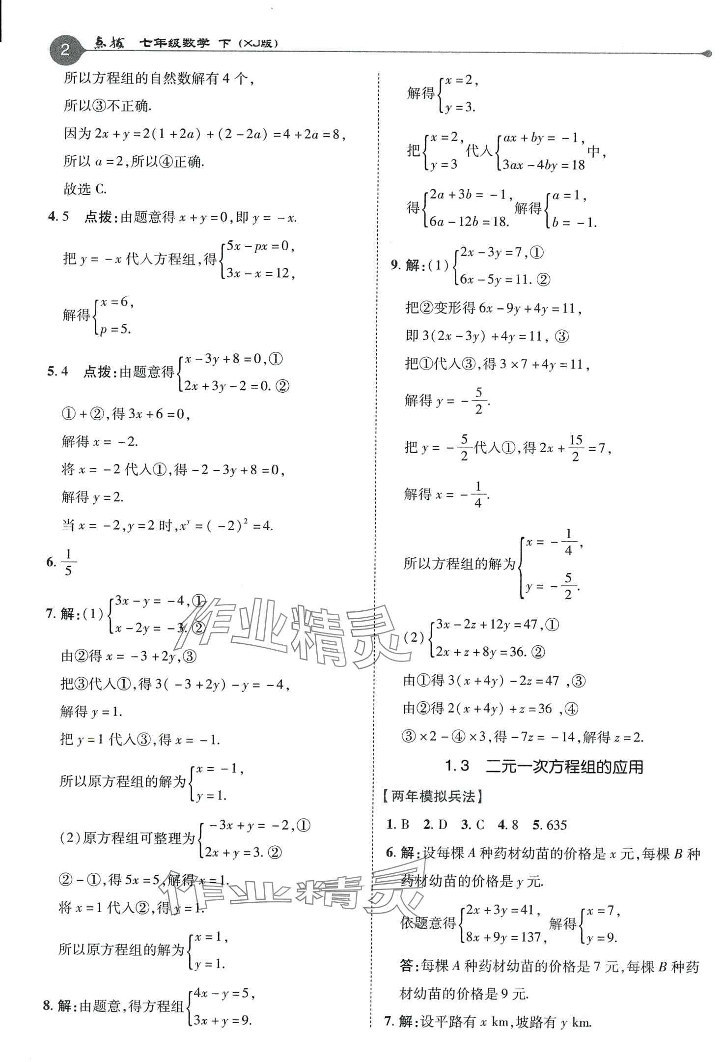 2024年特高級教師點(diǎn)撥七年級數(shù)學(xué)下冊湘教版 第2頁