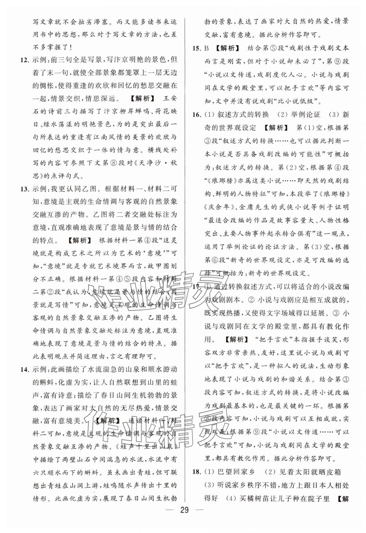 2024年亮点给力大试卷九年级语文下册人教版 参考答案第29页