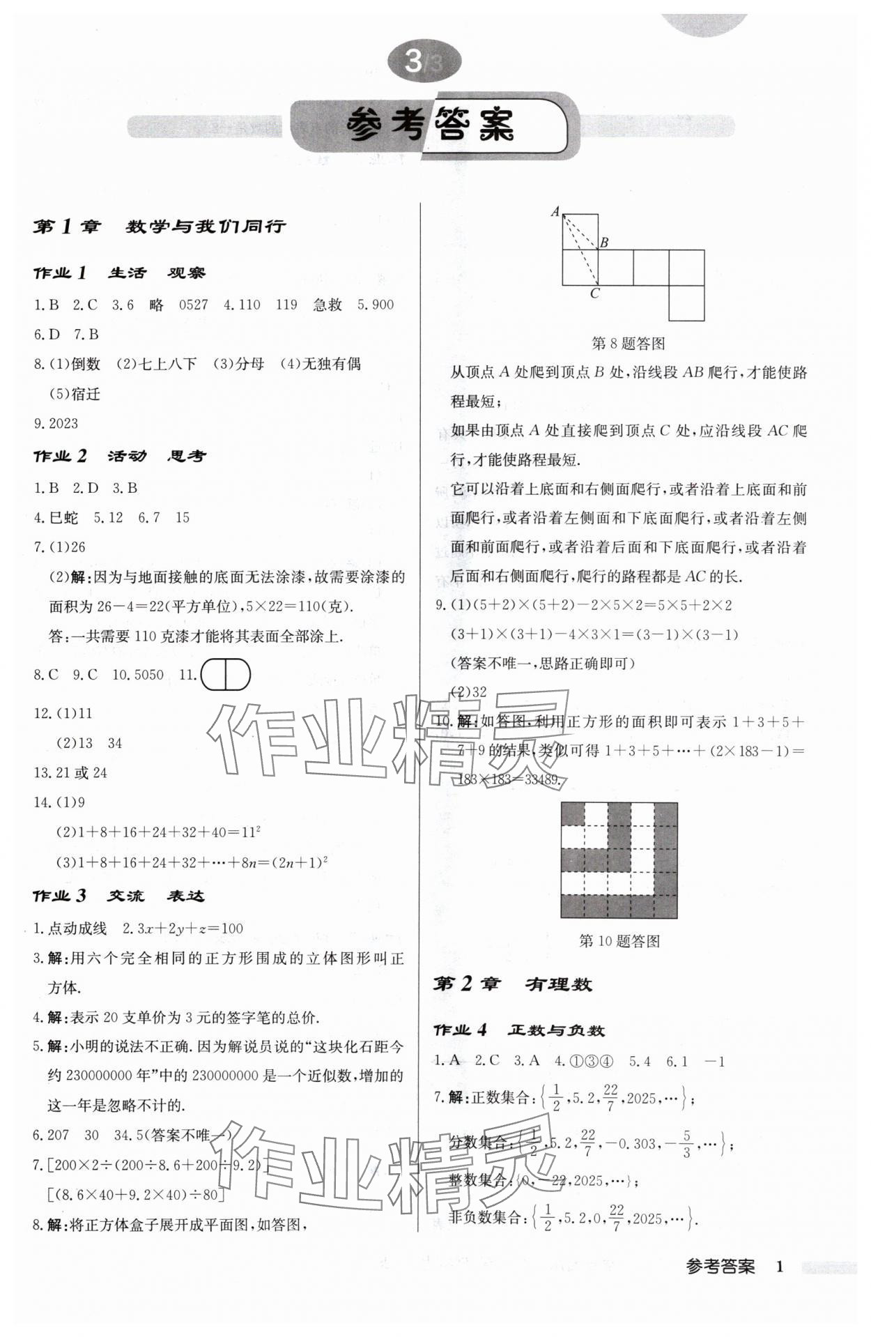 2024年启东中学作业本七年级数学上册苏科版宿迁专版 第1页