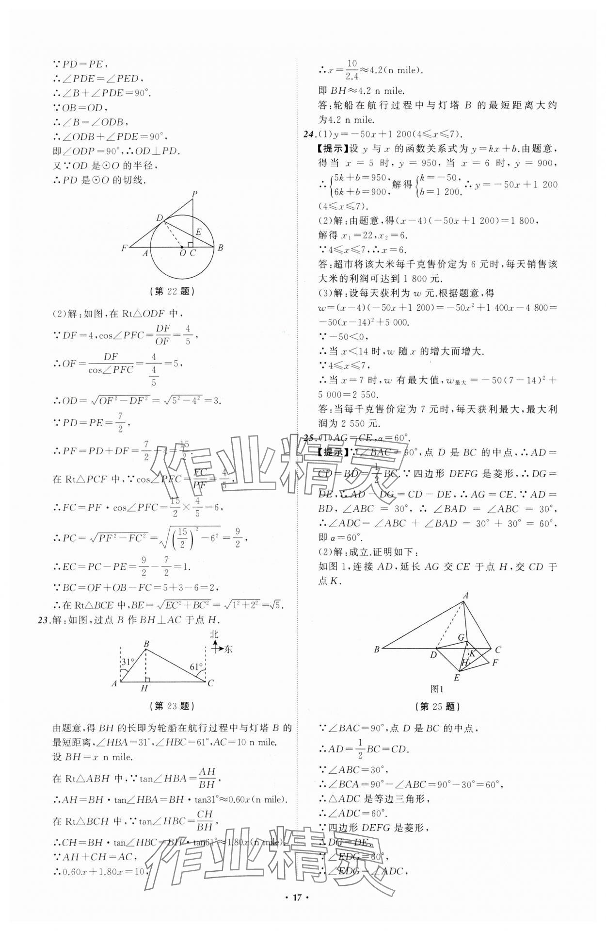 2024年中考必備遼寧師范大學(xué)出版社數(shù)學(xué)遼寧專版 參考答案第17頁