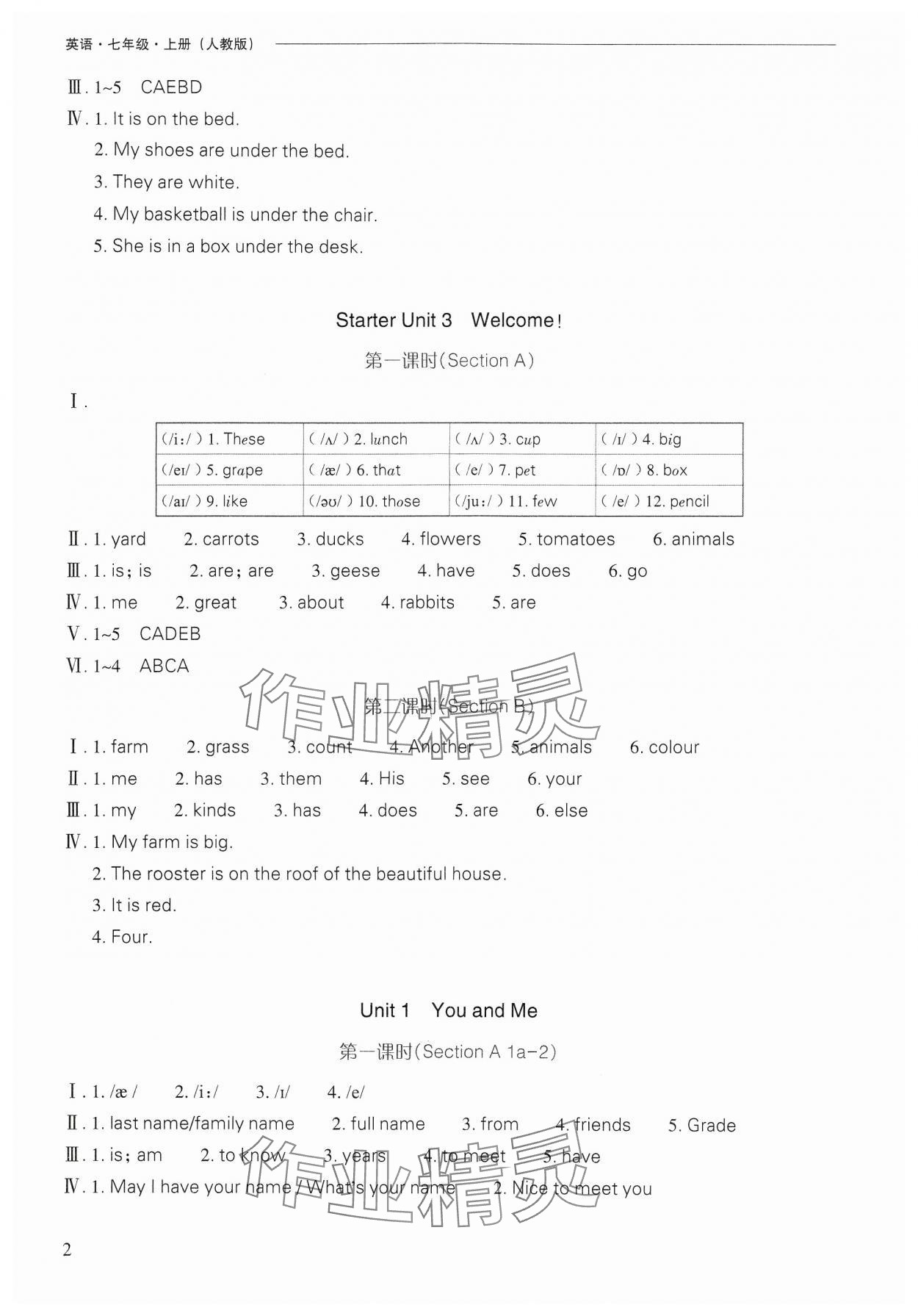 2024年新課程問(wèn)題解決導(dǎo)學(xué)方案七年級(jí)英語(yǔ)上冊(cè)人教版 參考答案第2頁(yè)