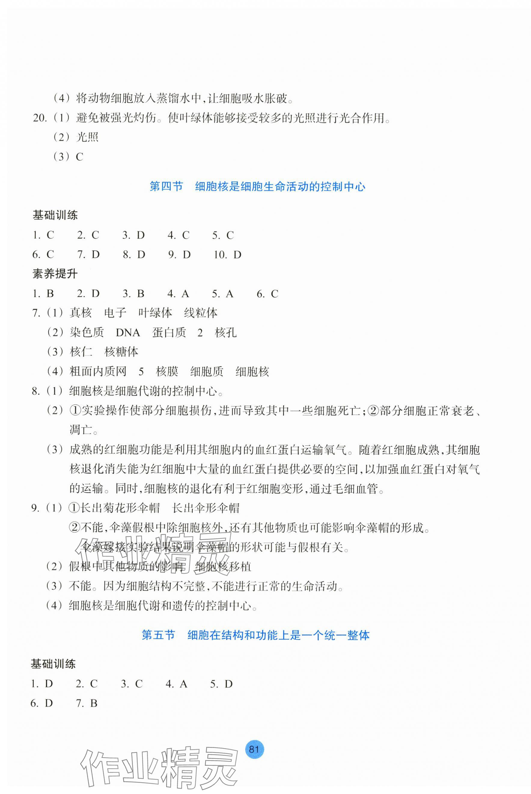 2023年作業(yè)本浙江教育出版社高中生物必修1浙科版 第5頁