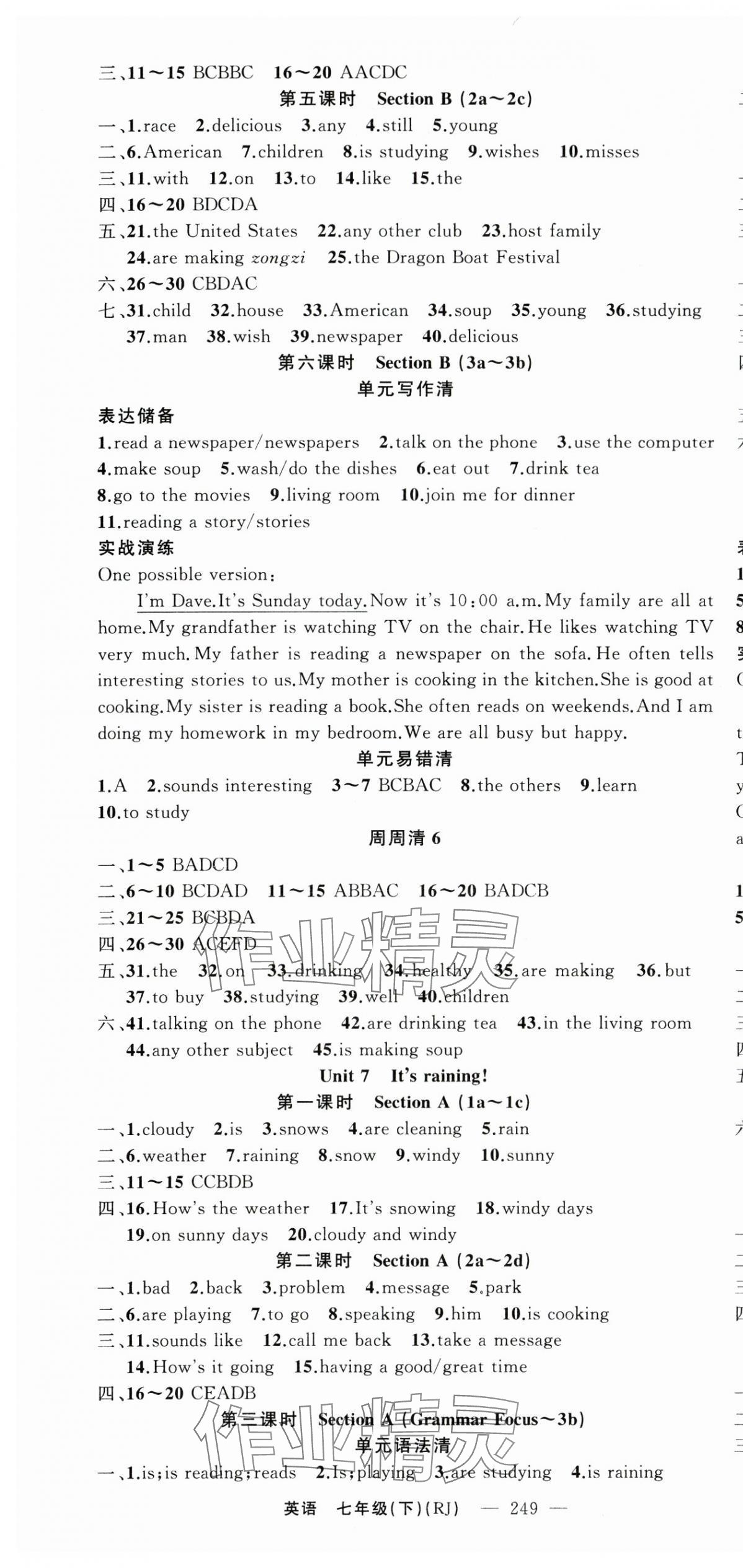 2024年四清导航七年级英语下册人教版黄冈专版 第7页