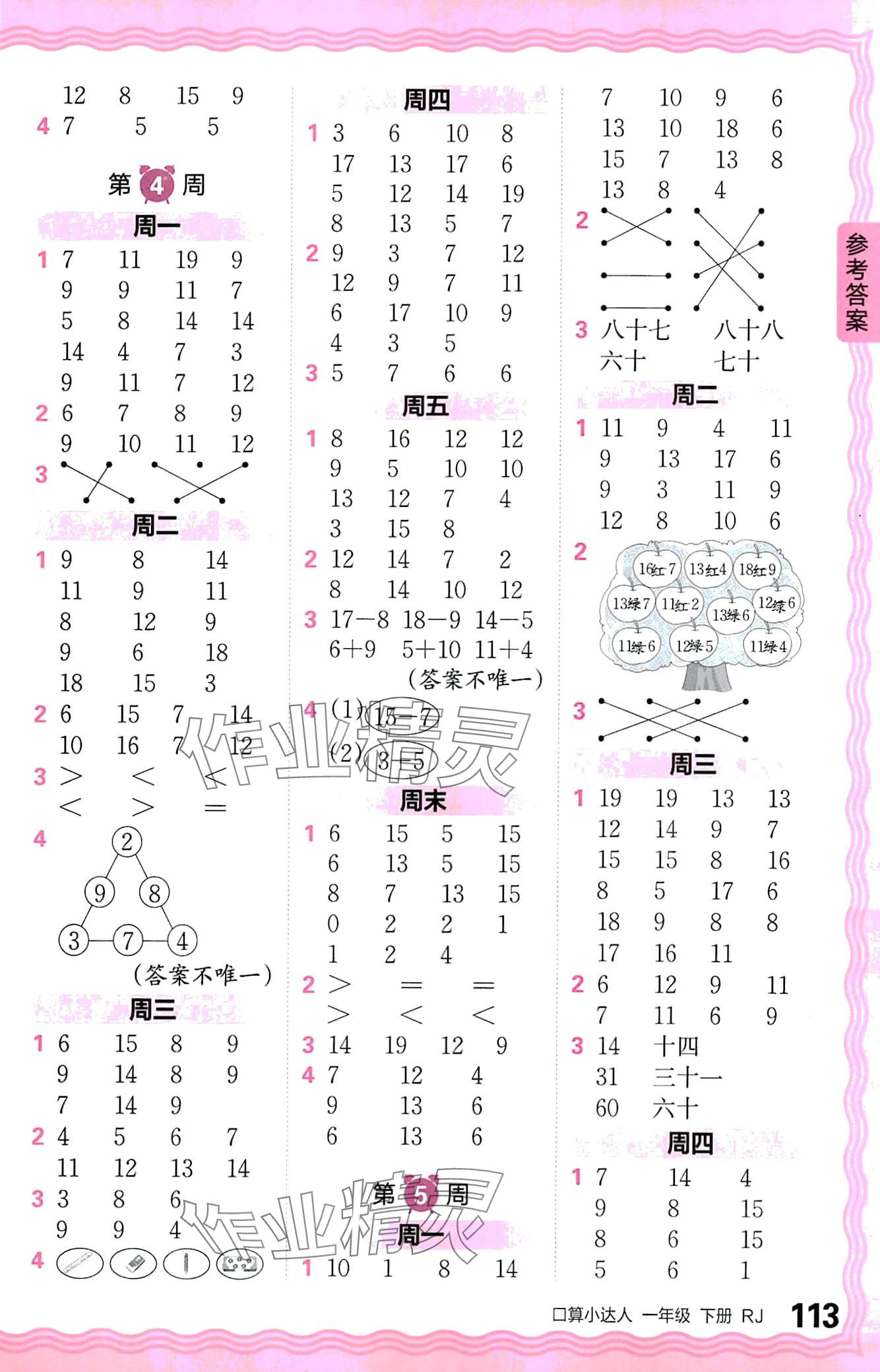 2024年王朝霞口算小达人一年级数学下册人教版 第3页