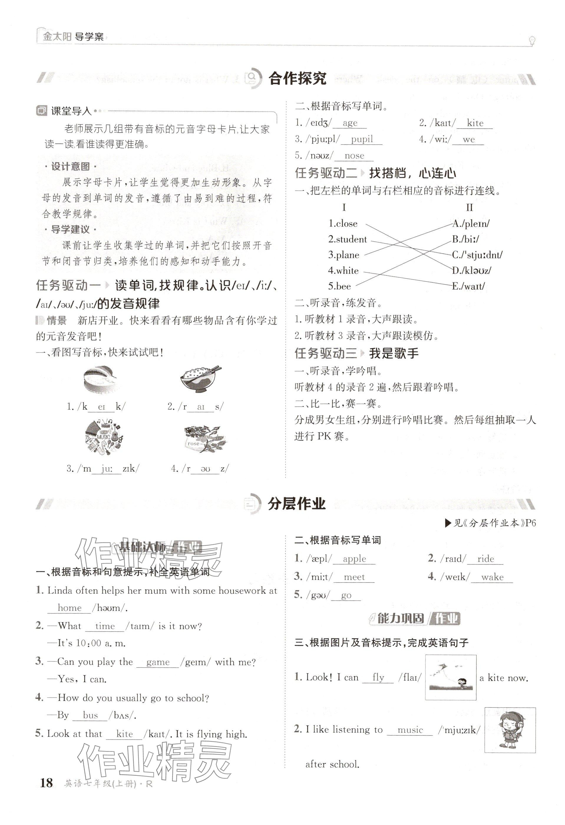 2024年金太阳导学案七年级英语上册人教版 参考答案第18页